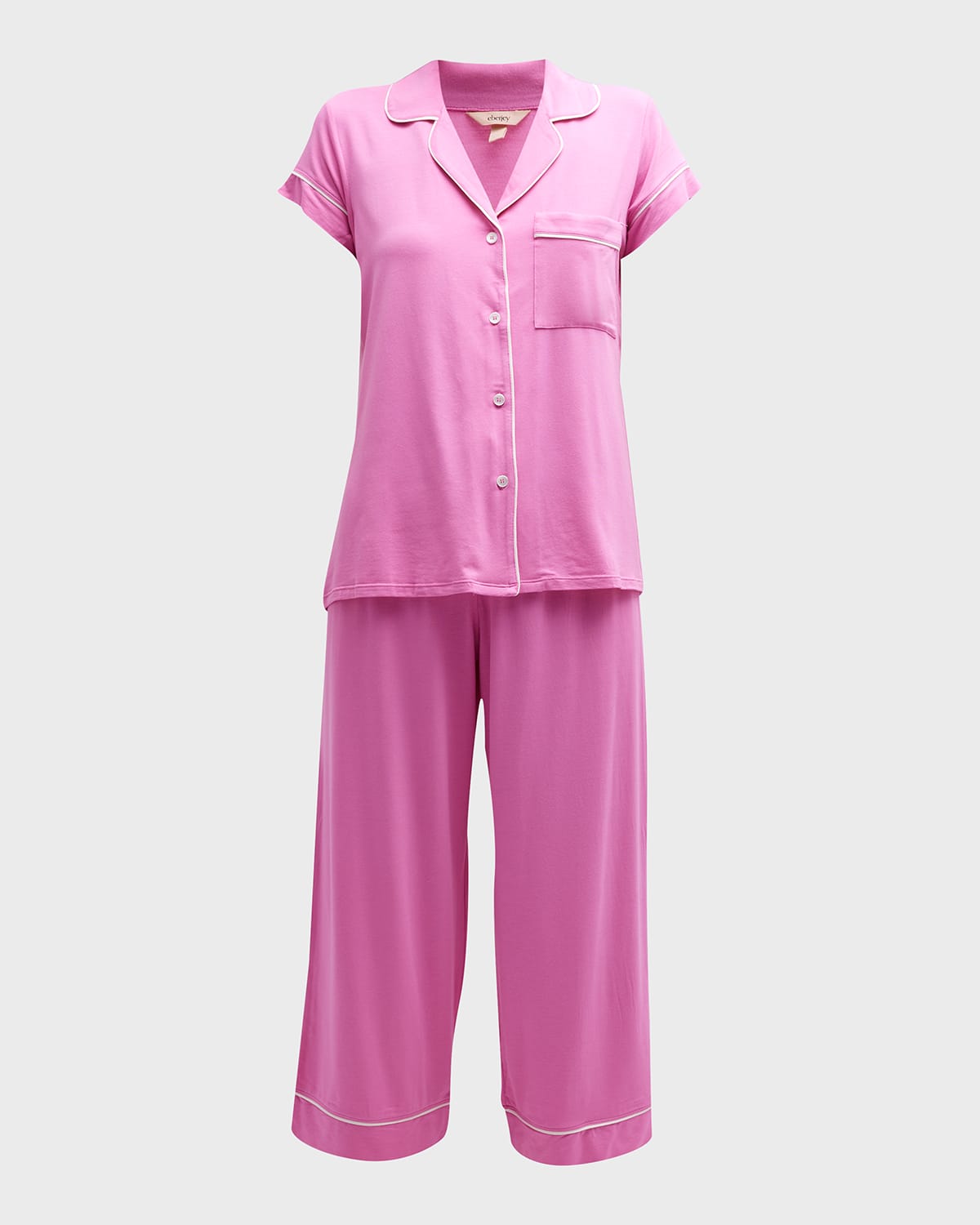 EBERJEY GISELE CROPPED TWO-PIECE JERSEY PAJAMA SET