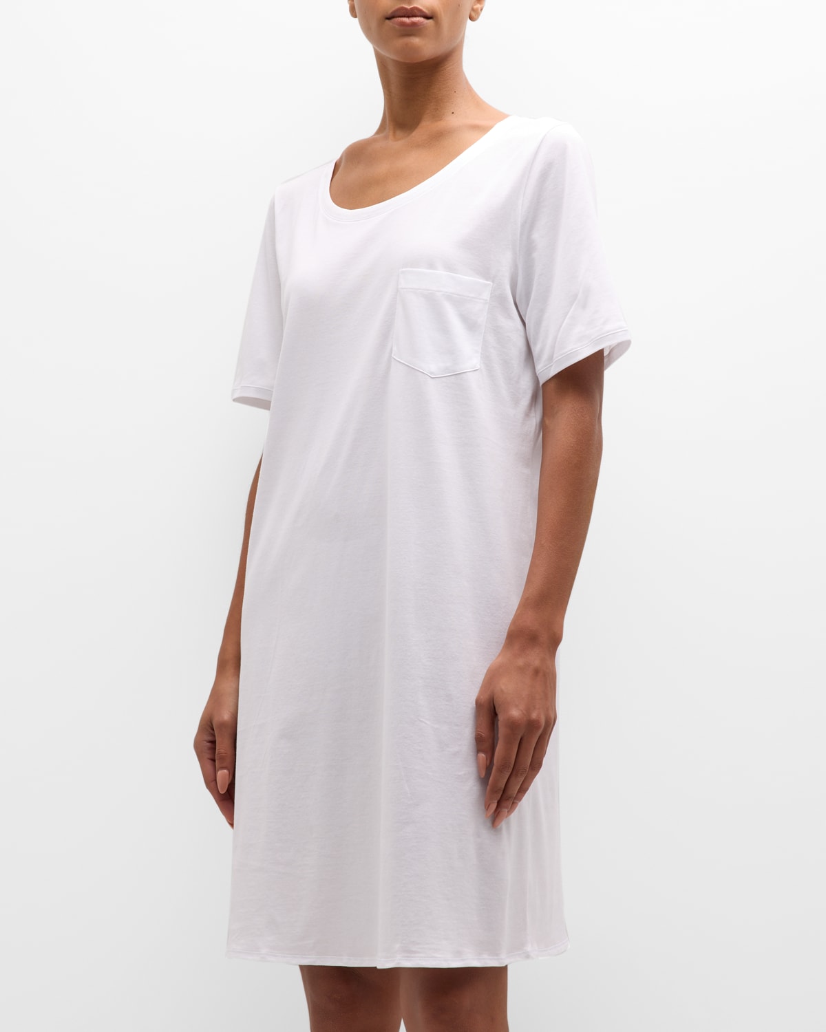 Shop Hanro Cotton Deluxe Short-sleeve Big Sleepshirt In White