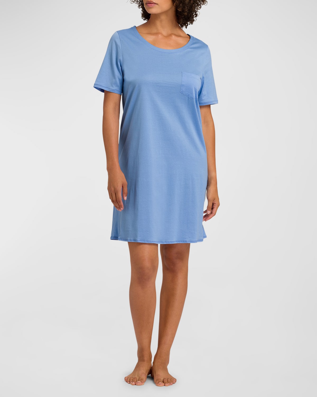 Hanro Cotton Deluxe Nightdress In Azurine