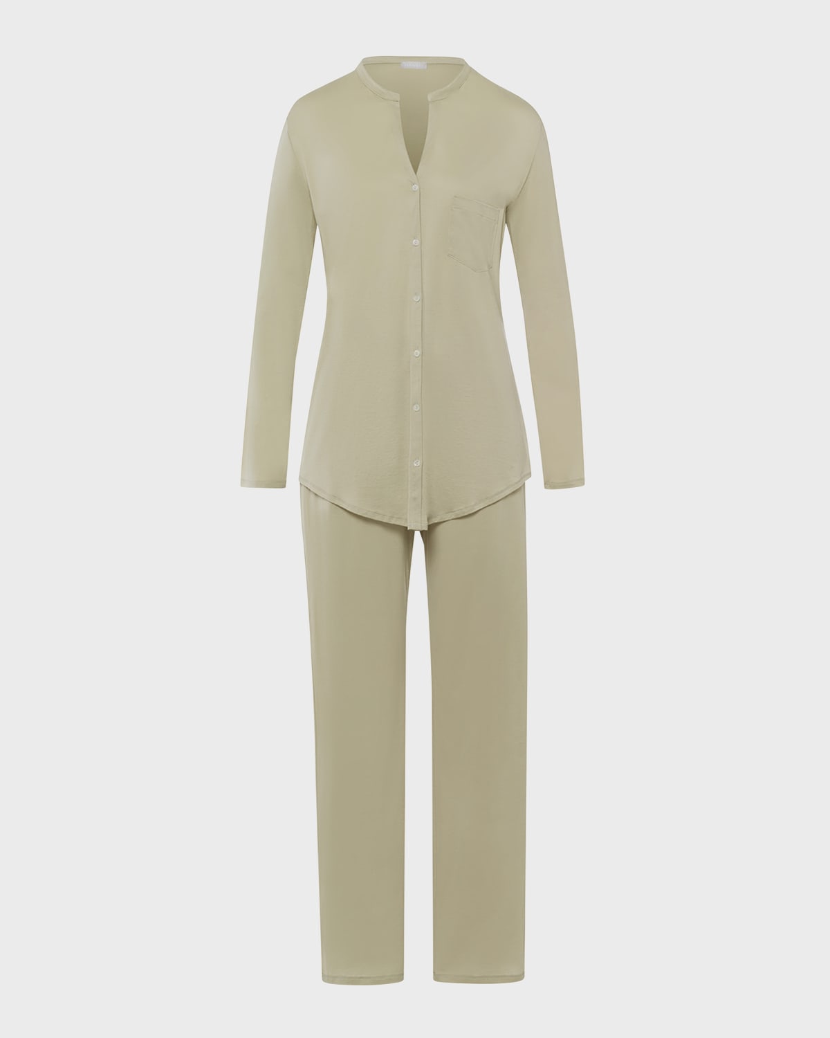 Hanro Cotton Deluxe Pyjama Set In Moss Green