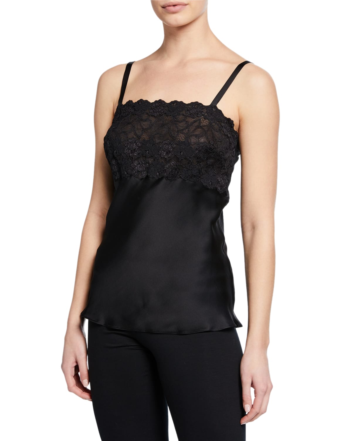 Josie Natori Natori Rose Parfait Camisole With Lace Top In Black