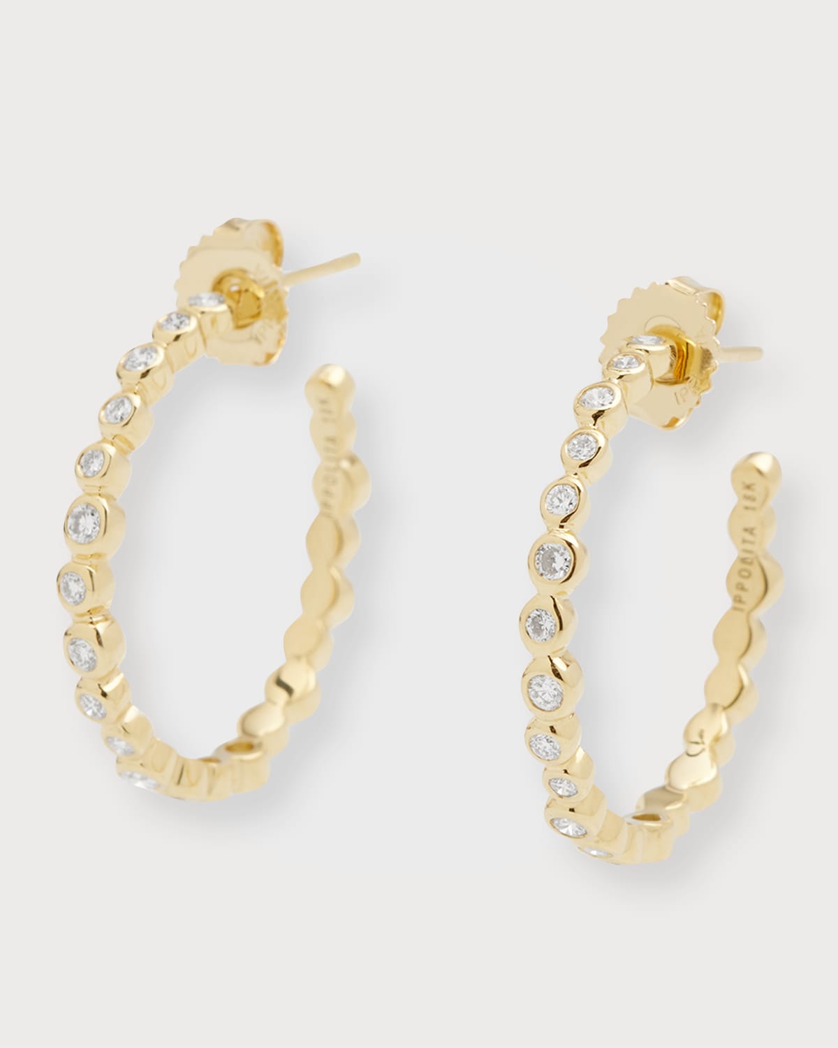 Ippolita Stardust Medium Hoop Earrings In 18k Gold With Diamonds