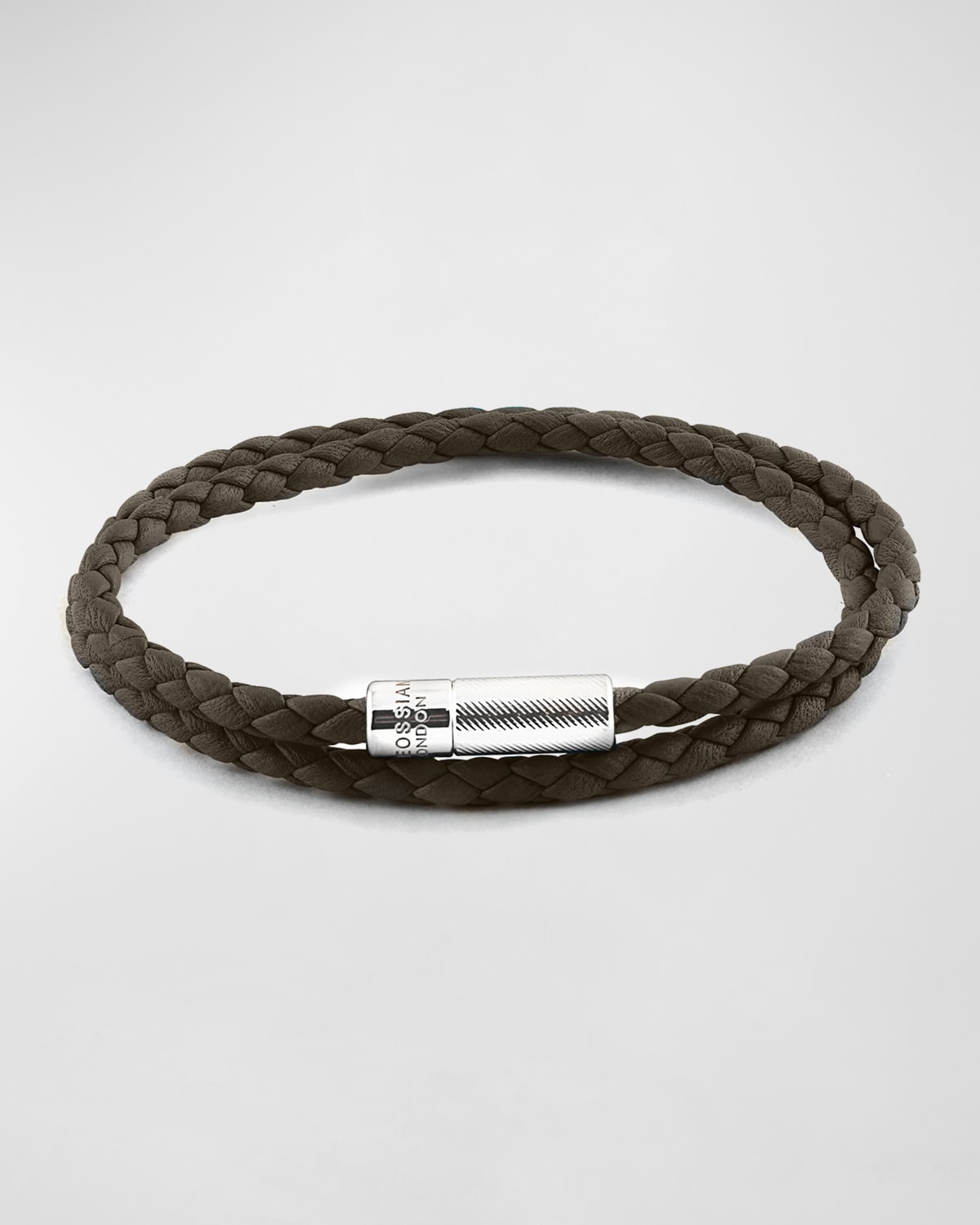 Men's Braided Leather Double-Wrap Bracelet