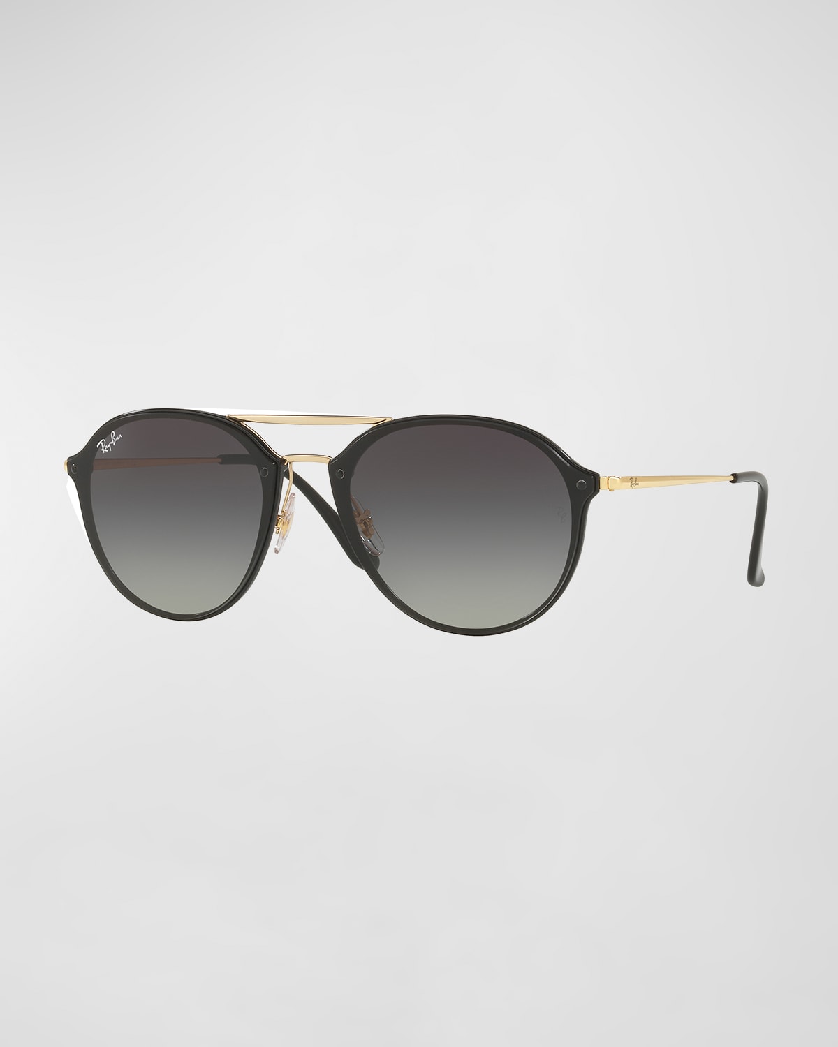 Ray Ban Round Gradient Mirrored Sunglasses In Black