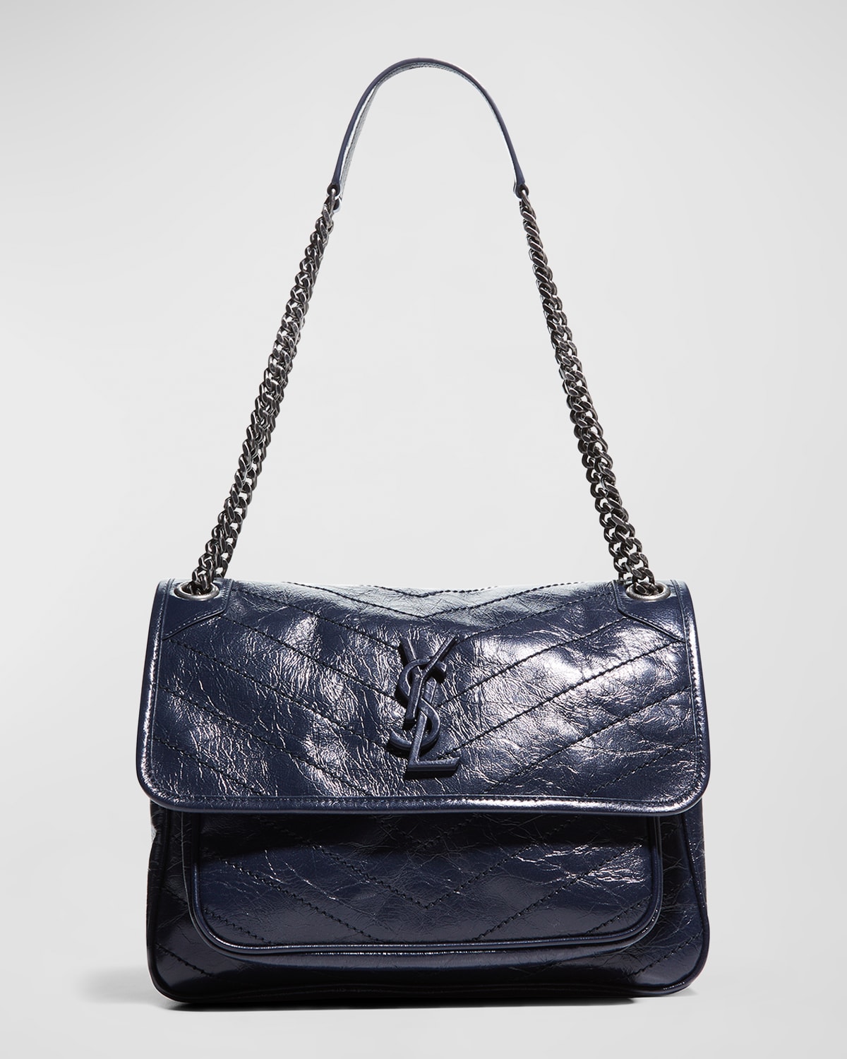 Niki medium monogram ysl shiny waxy quilted shoulder bag hot sale