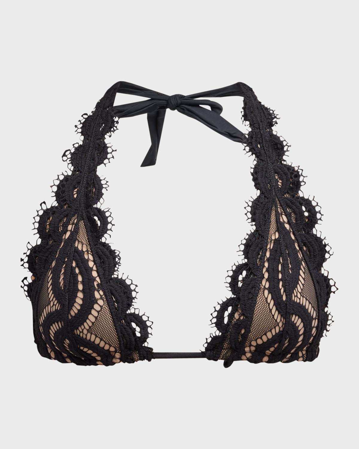Midnight Lace Halter Bikini Top