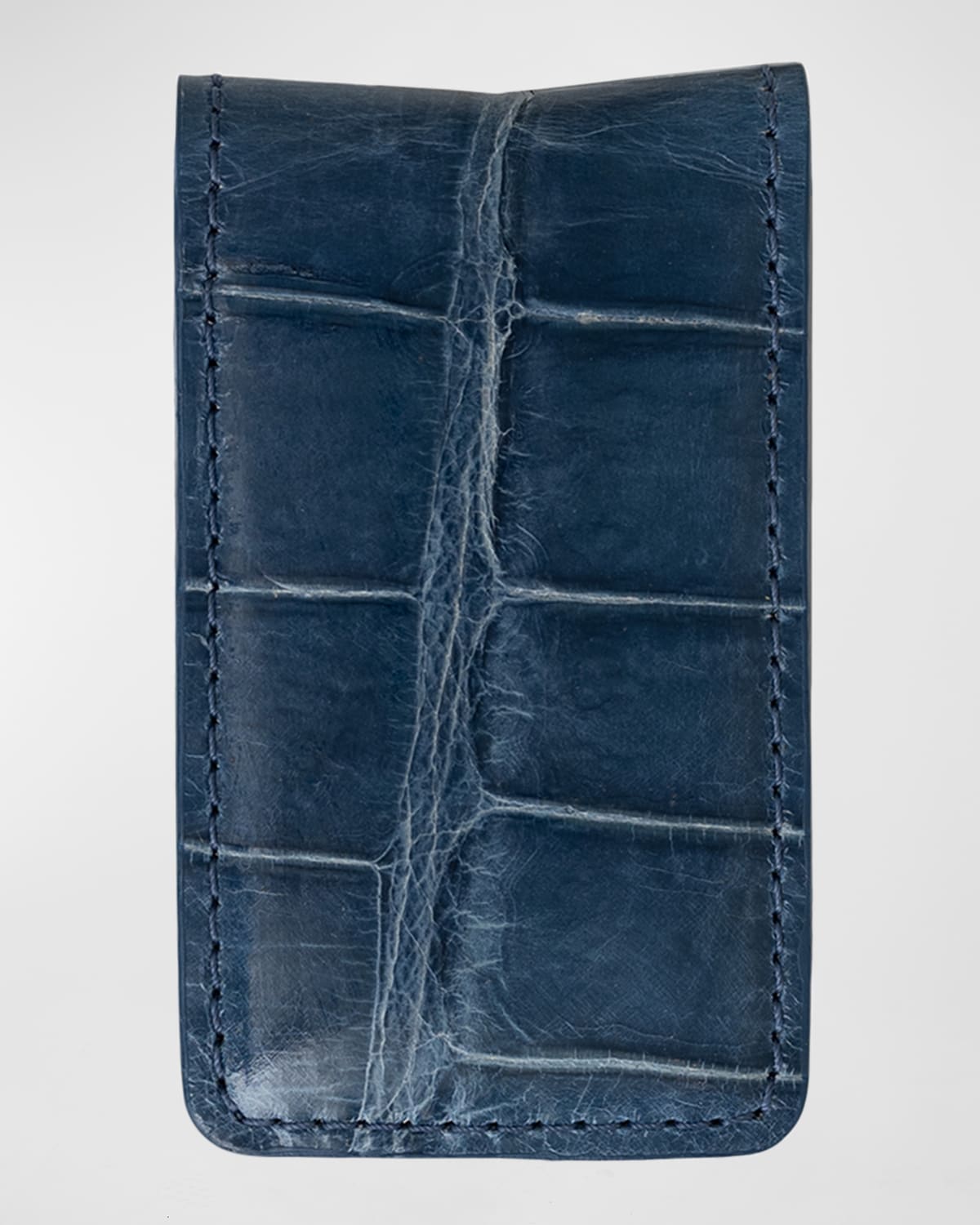 Abas Men's Alligator Leather Magnetic Money Clip In Cold Blue