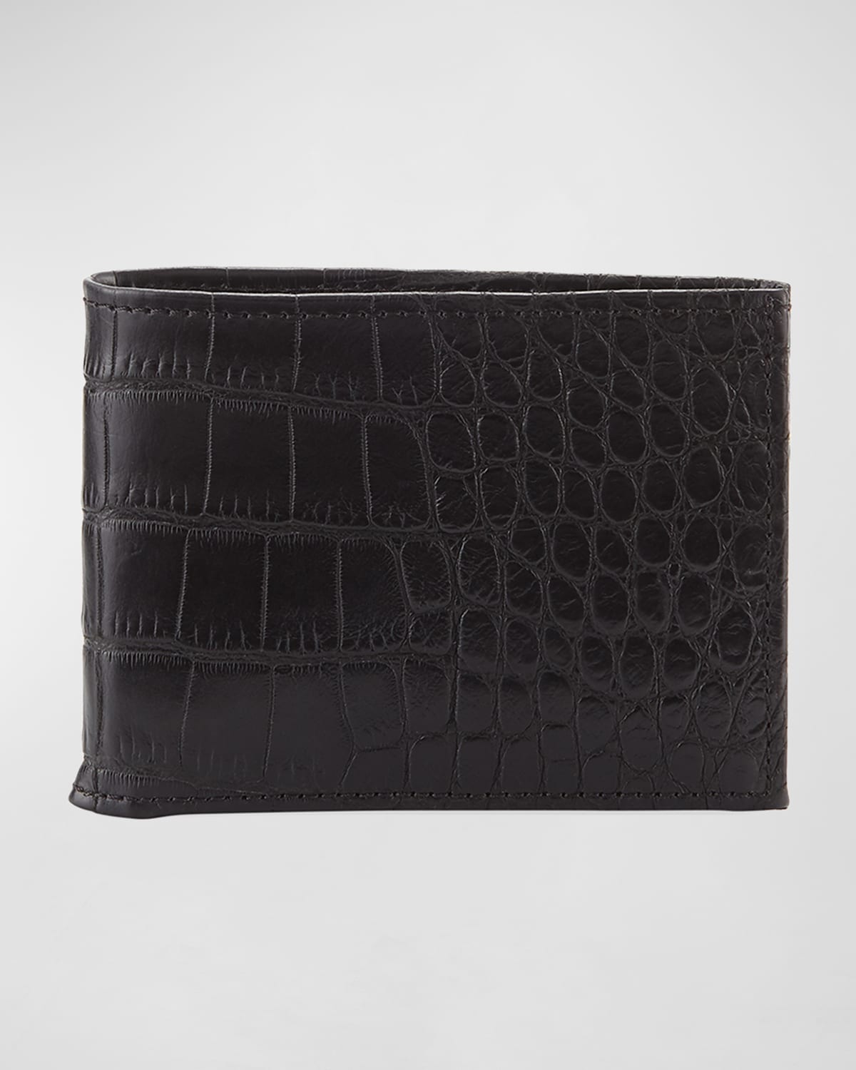 Neiman Marcus Alligator Bi-fold Wallet In Black