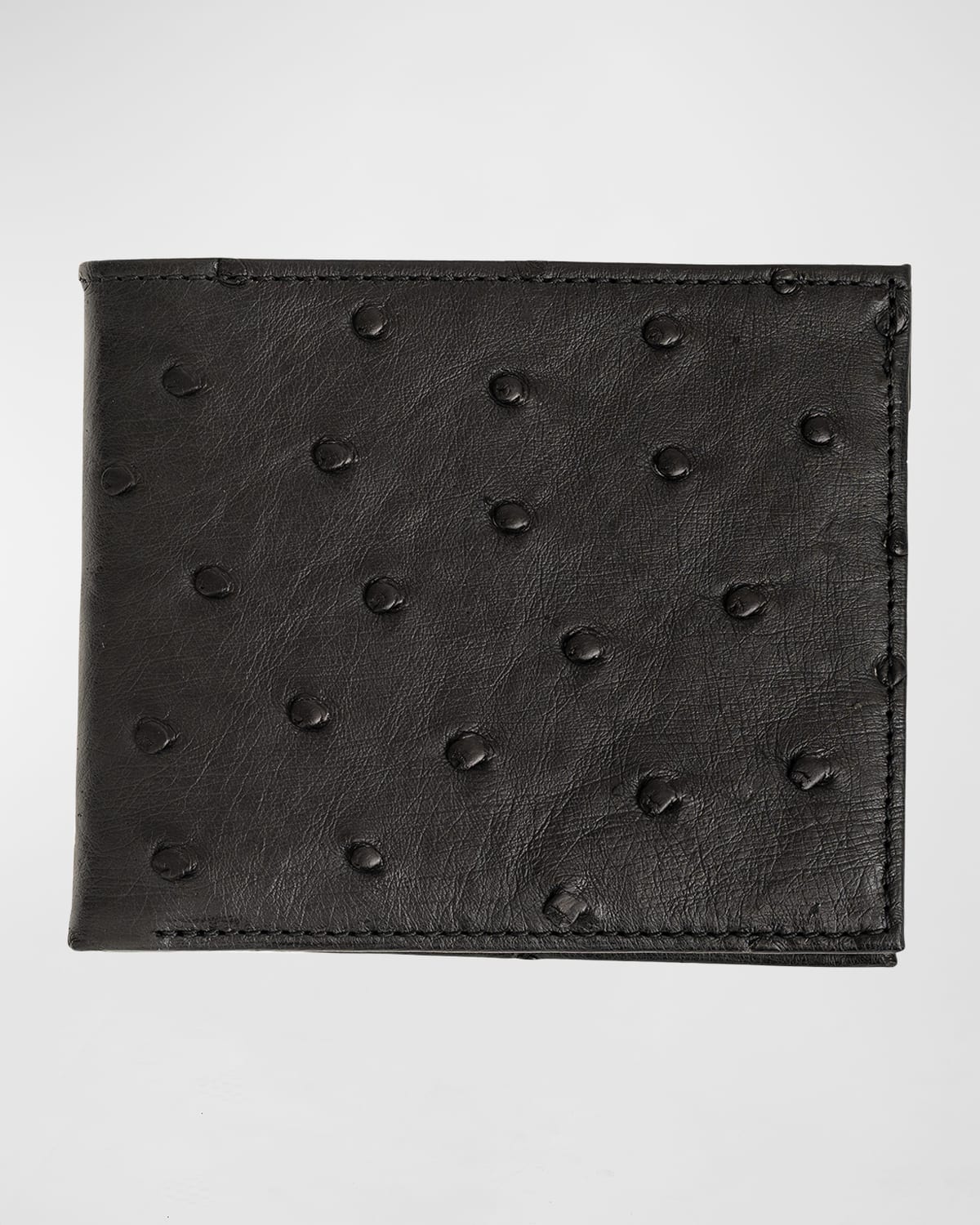 Neiman Marcus Ostrich Bi-fold Wallet In Black
