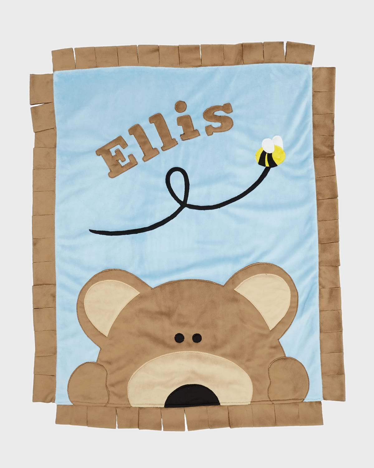 Boogie Baby Personalized Peek-a-boo Bear Plush Blanket, Brown In Blue/brown