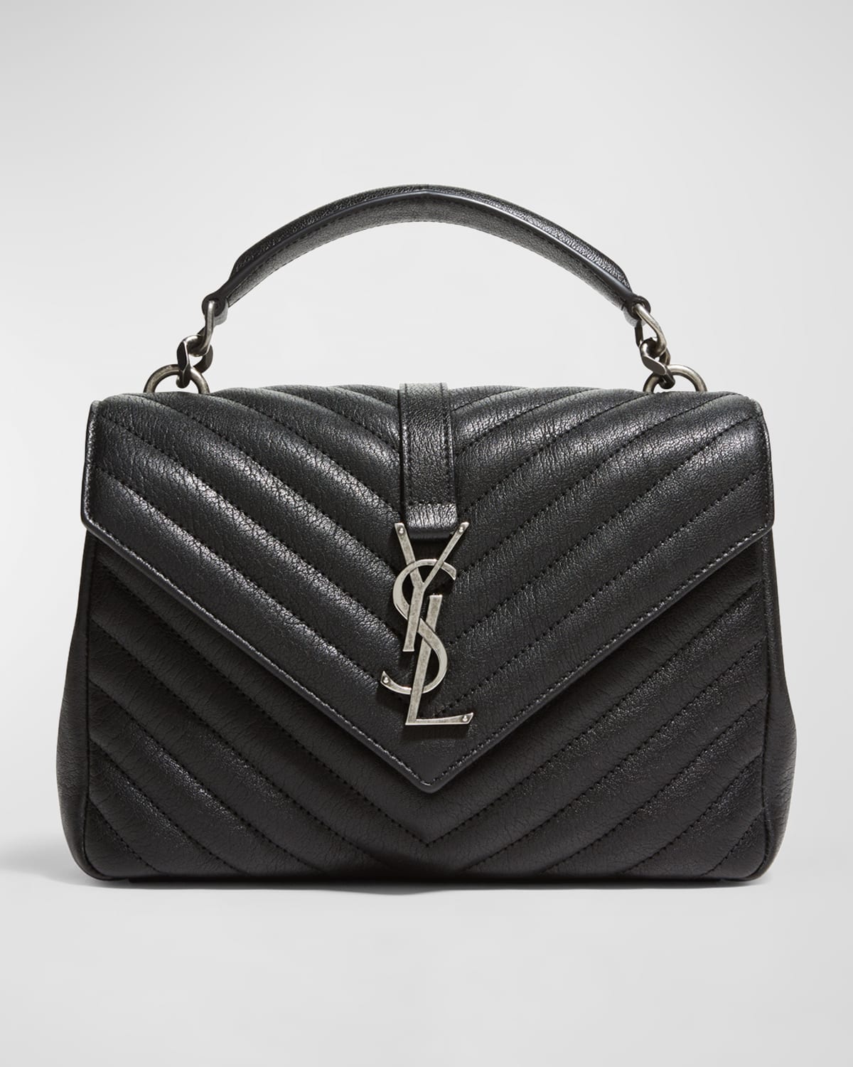 College Medium Flap YSL Shoulder Bag in Quilted Leather