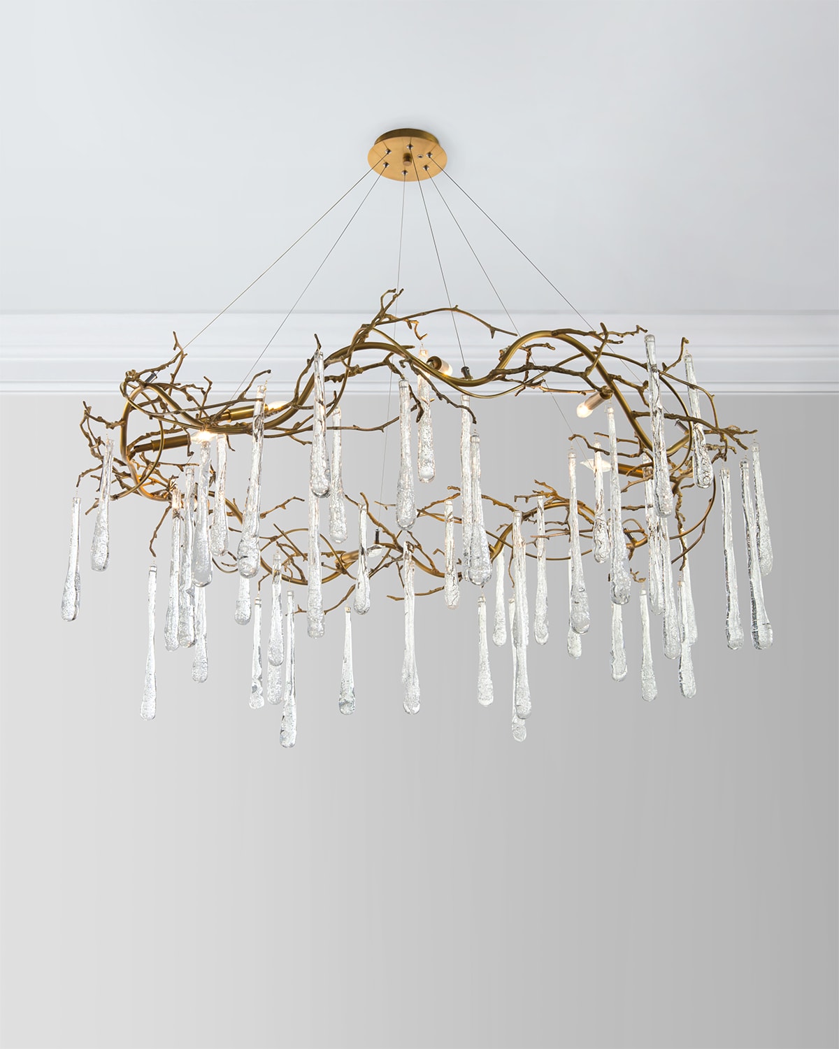 Shop John-richard Collection Brass And Glass Teardrop Chandelier In Gold