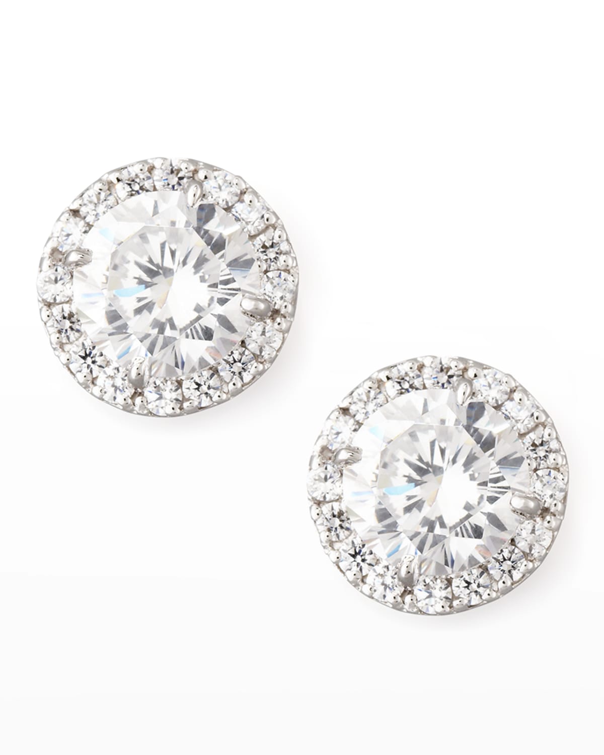 Fantasia By Deserio Sterling Silver 1.5ct Pave Stud Earrings In Clear