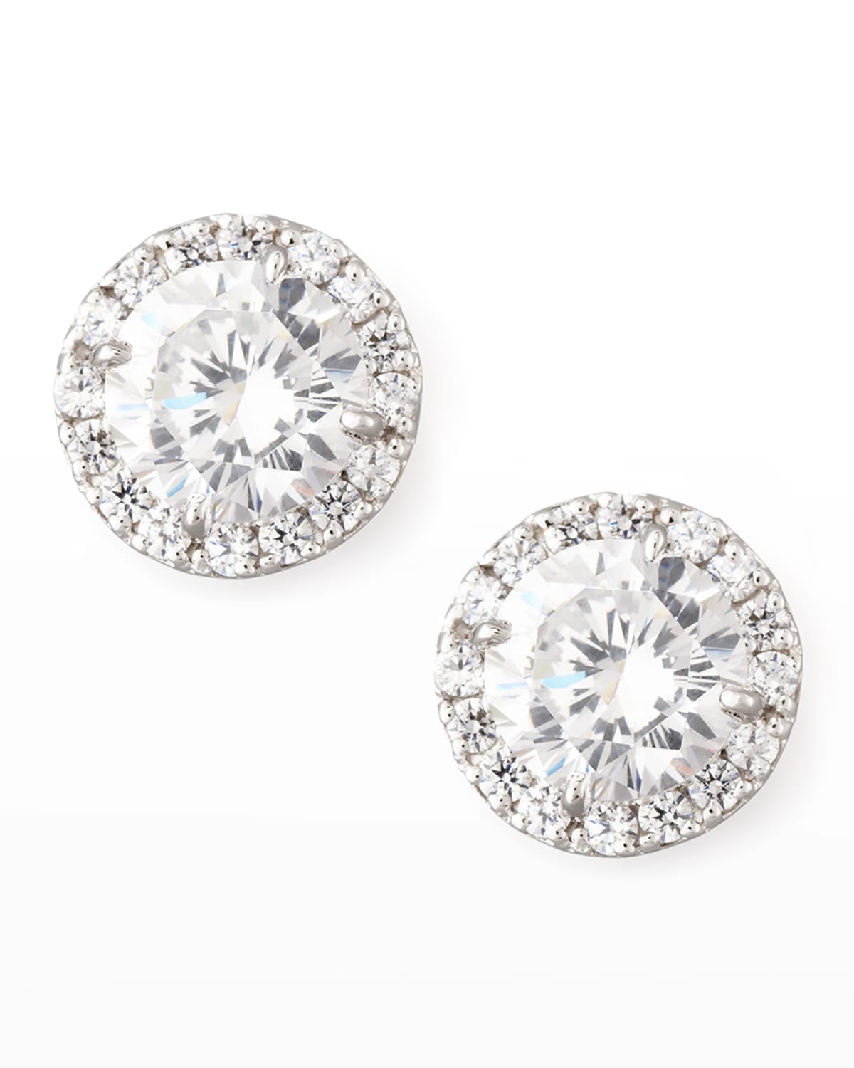Fantasia by DeSerio Sterling Silver 1.5ct Pave Stud Earrings