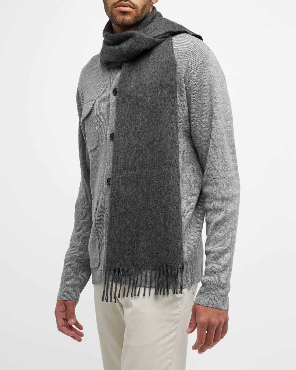 Begg X Co Men's Arran Solid Cashmere Scarf In Brown