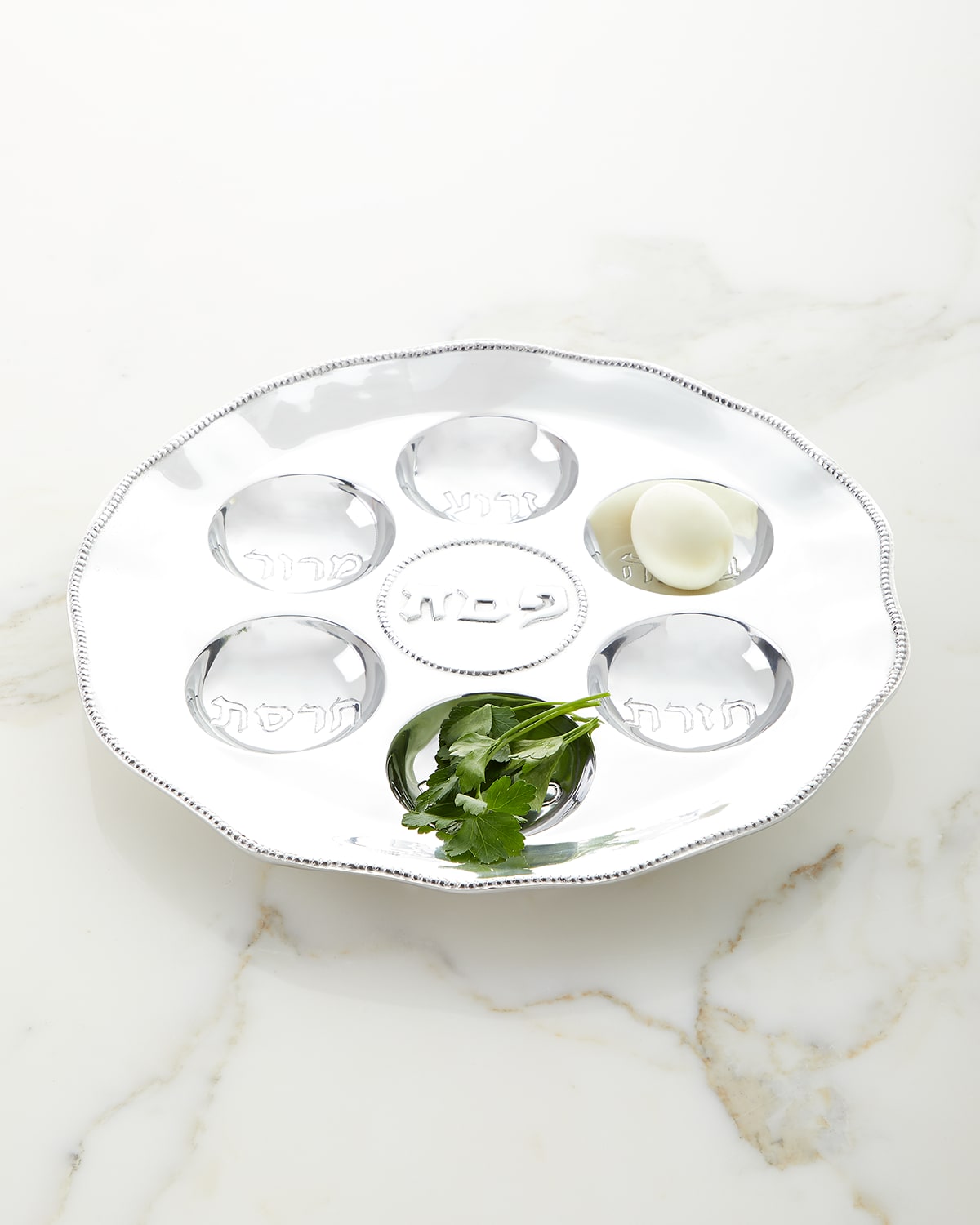 Beatriz Ball Judaica Seder Plate With Metal Pearls