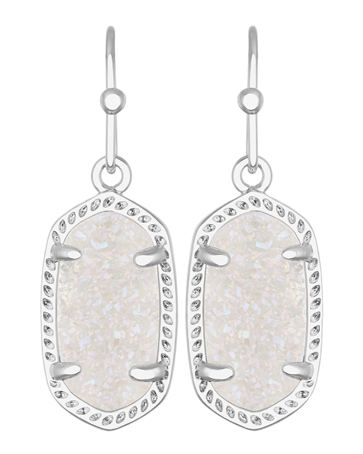 Kendra Scott Lee Earrings In 14k White Plated Brass In Iridescent Drusy