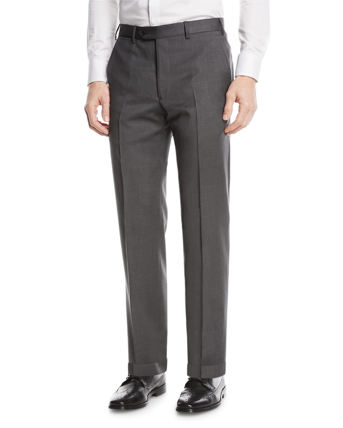 Basic Flat-Front Wool Trousers