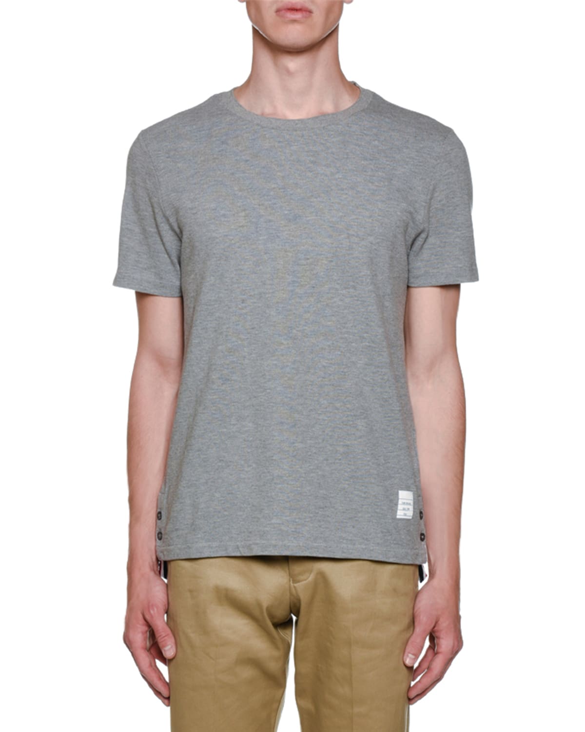 Thom Browne Men's Short-sleeve Pique T-shirt In Light Gray