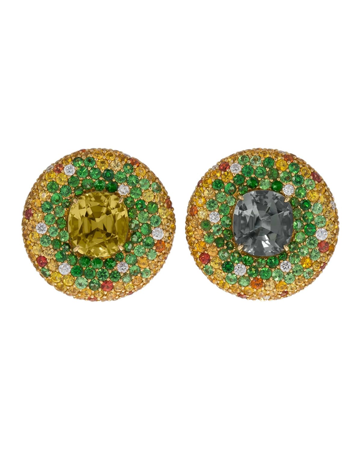 Margot McKinney Jewelry 18k Gold Round Multi-Stone Stud Earrings