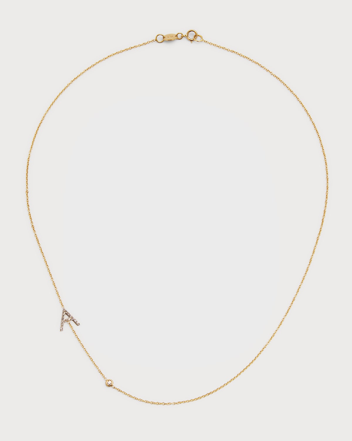 Zoe Lev Jewelry 14k Yellow Gold Personalized Asymmetric Diamond Initial & Bezel Necklace