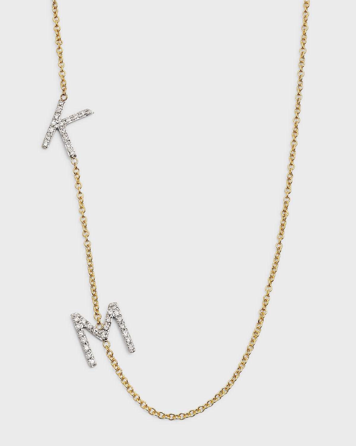 Zoe Lev Jewelry 14k Yellow Gold Personalized Asymmetric Two-initial Necklace With Diamonds