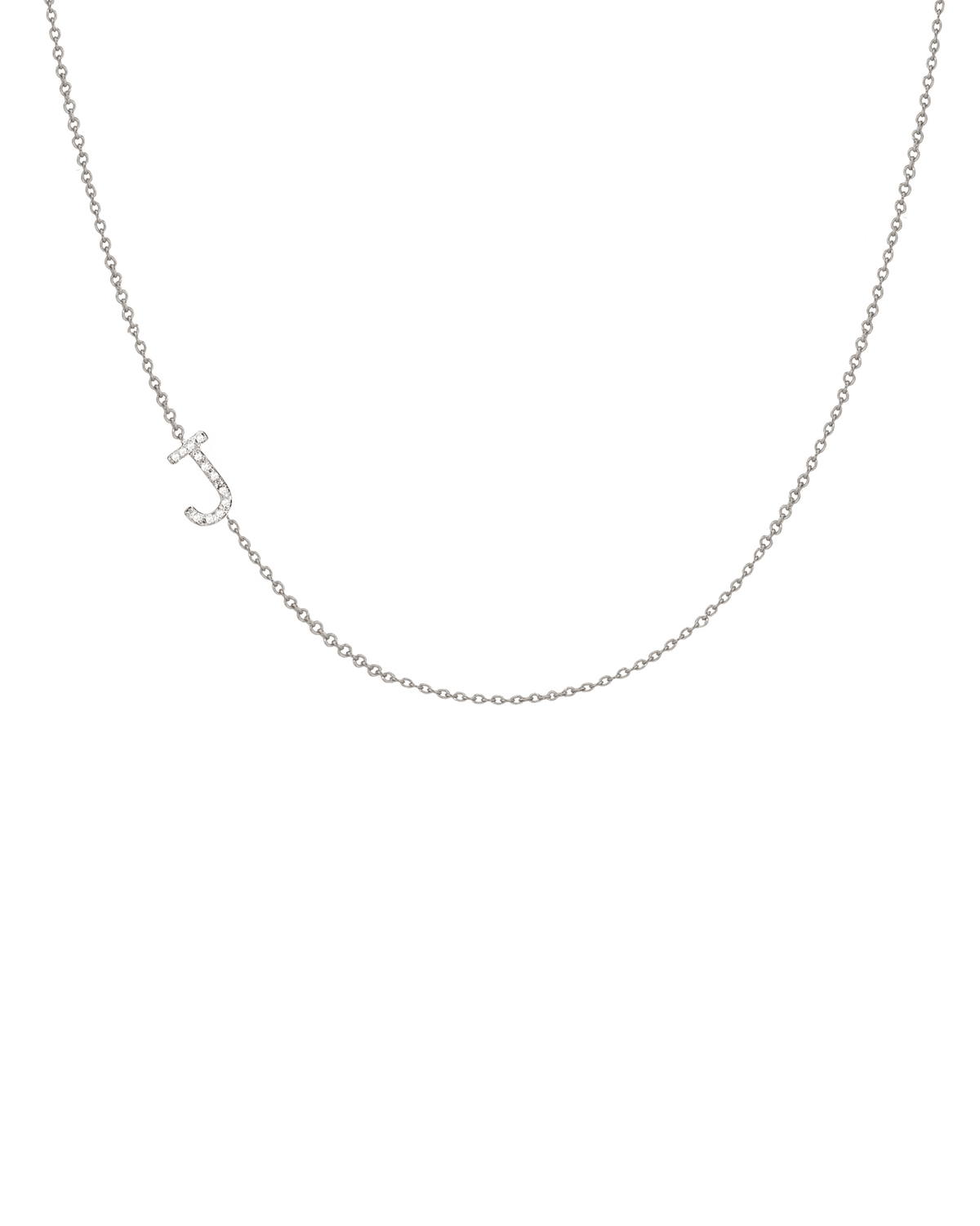 Zoe Lev Jewelry 14k White Gold Personalized Asymmetric Diamond Initial Necklace