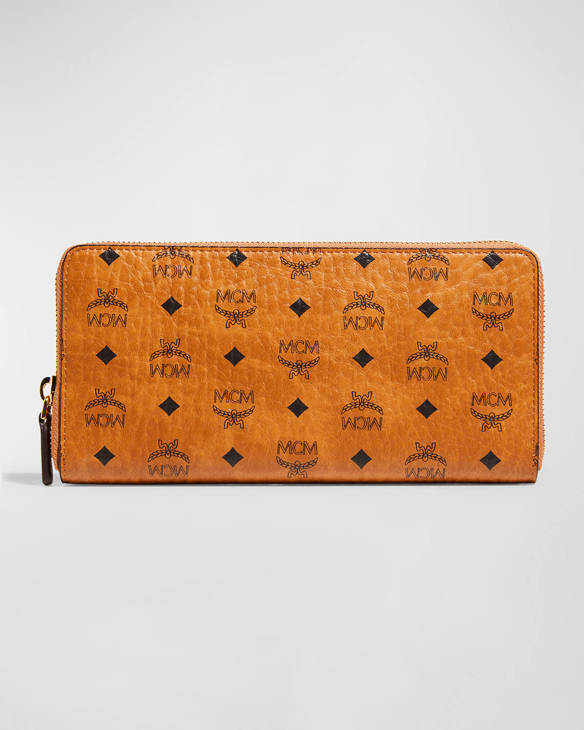 Mcm Logo-embossed Large Zip Wallet In Cognac | ModeSens