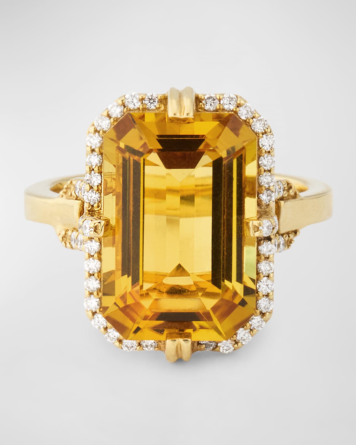 Gossip 18K Yellow Gold Citrine Emerald Cut Ring with Diamonds