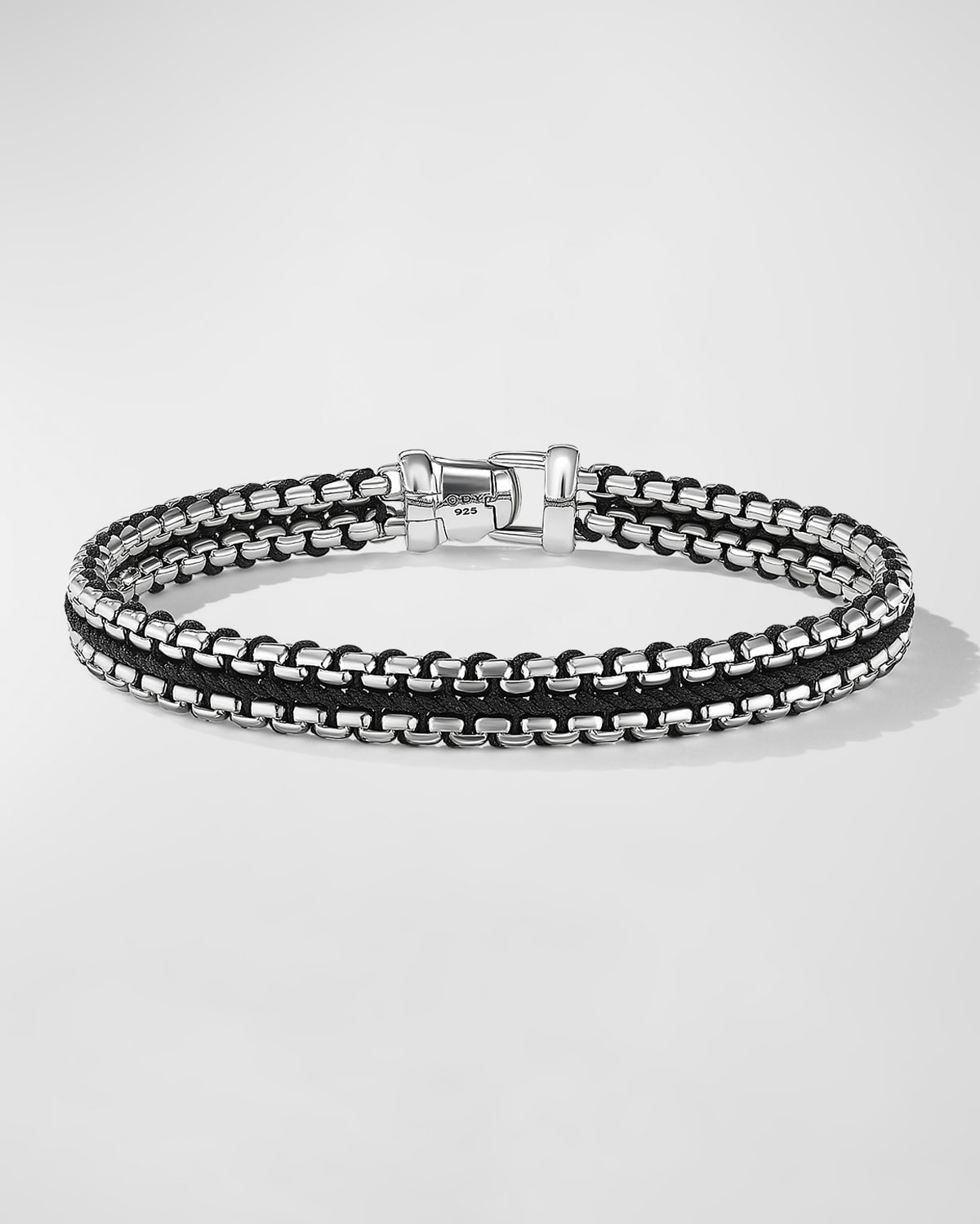 David Yurman Men's Woven Box Chain Bracelet In Silver, 10mm In Black