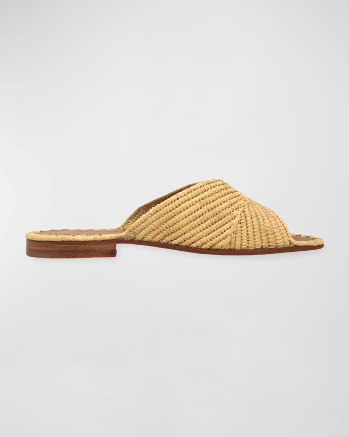 Woven Raffia Flat Slide Sandals