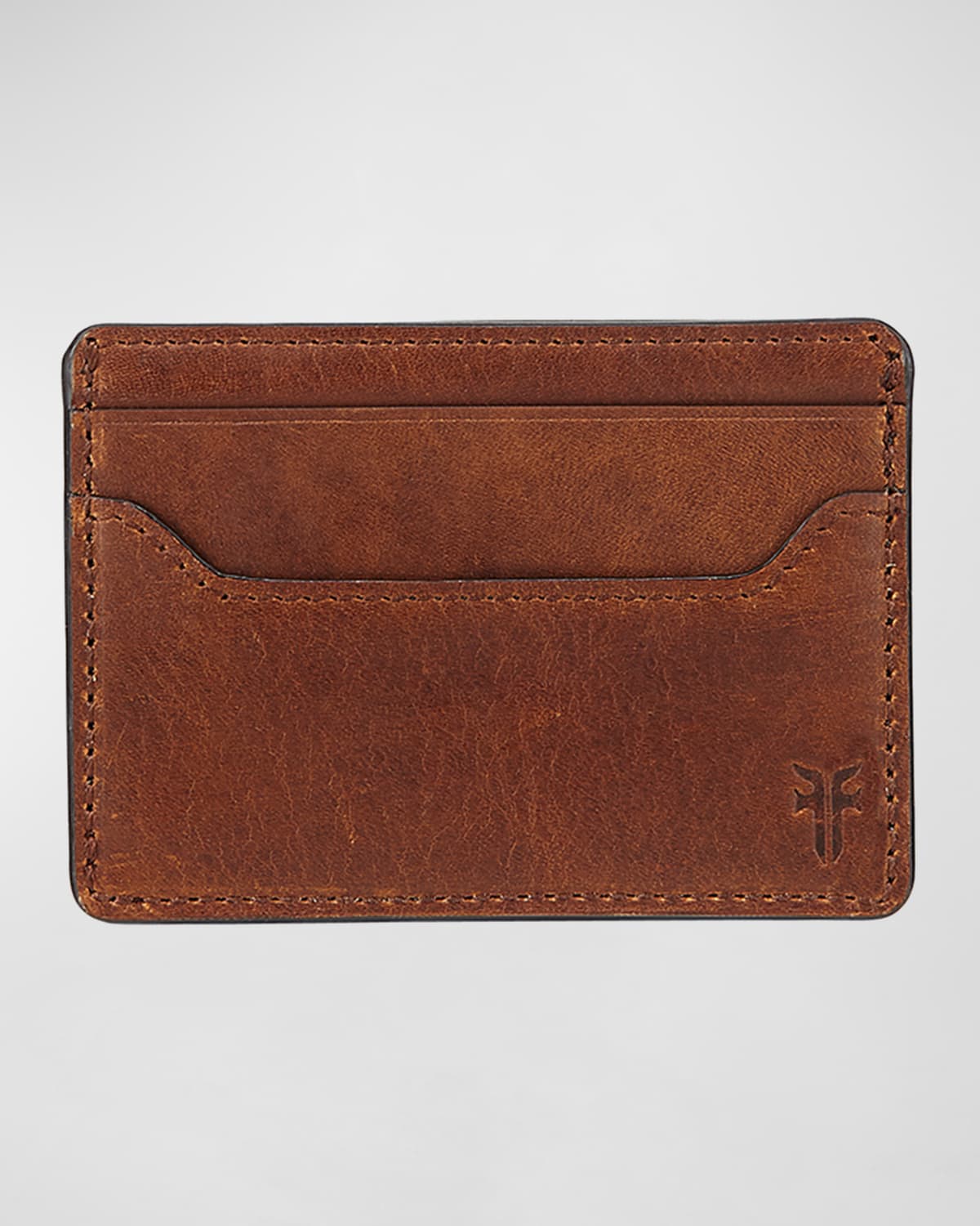 Shop Frye Logan Leather Card Case With Money Clip In Cognac