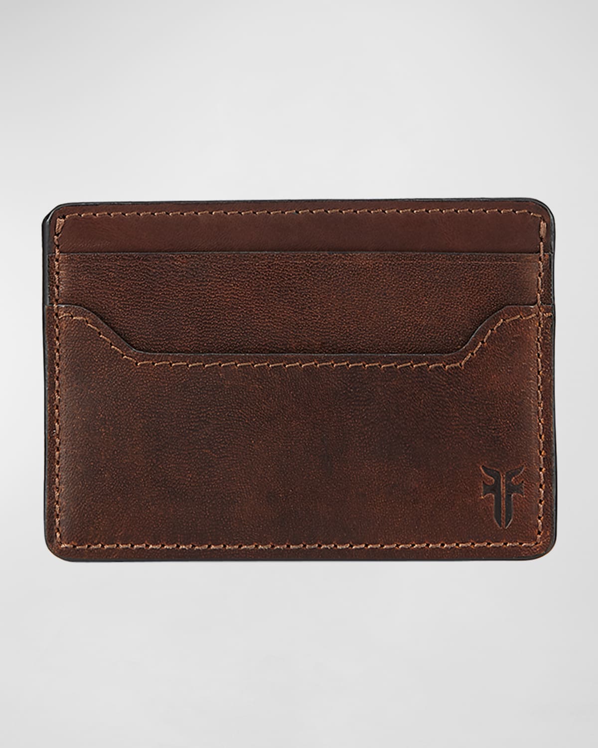 Shop Frye Logan Leather Card Case With Money Clip In Dark Brown