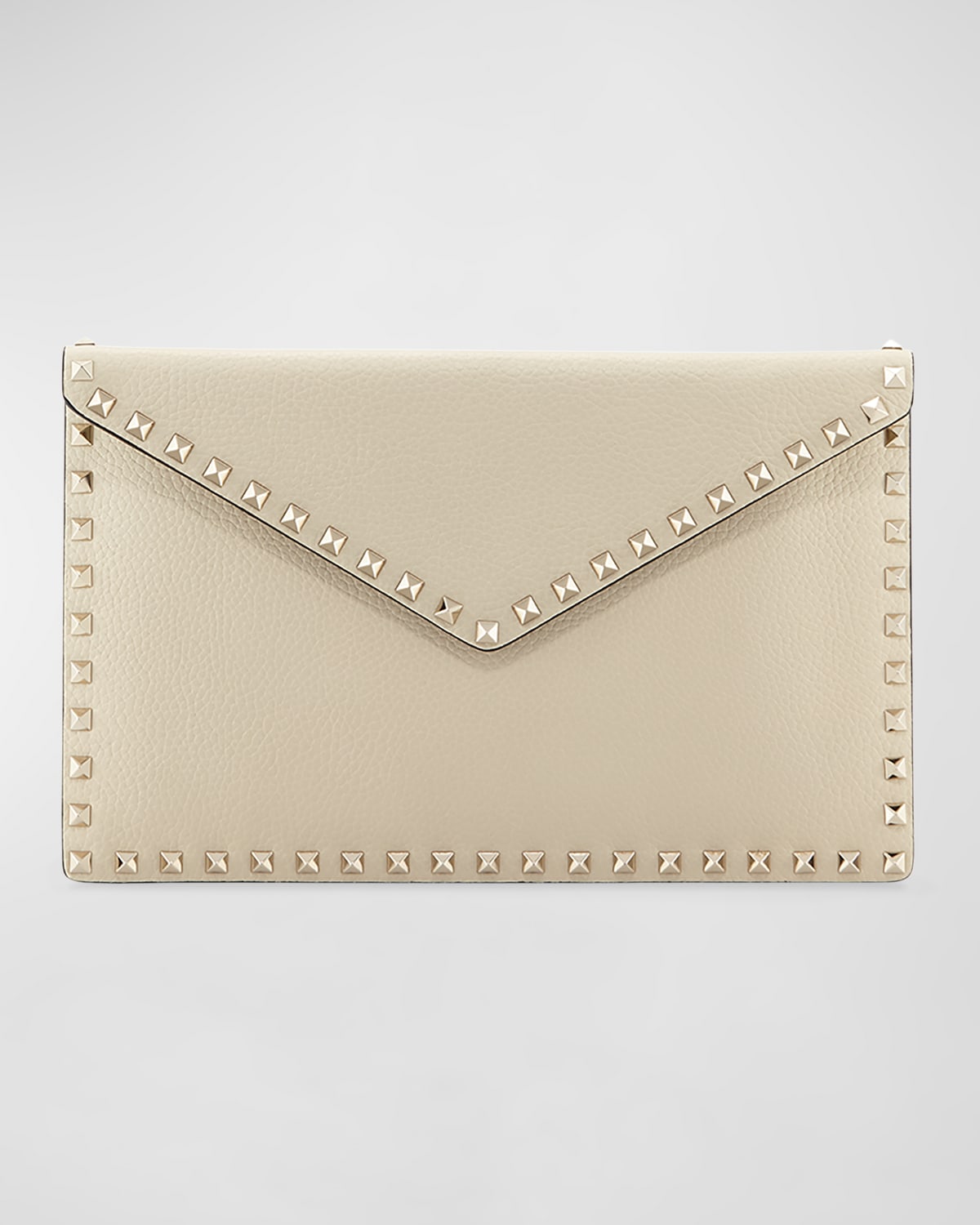 Valentino Garavani Rockstud Large Envelope Clutch Bag In White