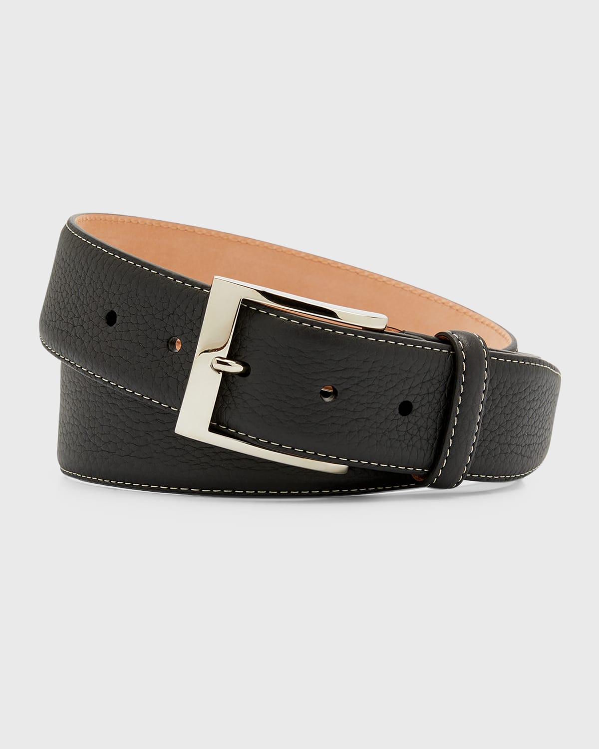 Simonnot Godard Men's Lagun Grained Leather Belt, 40mm In Black