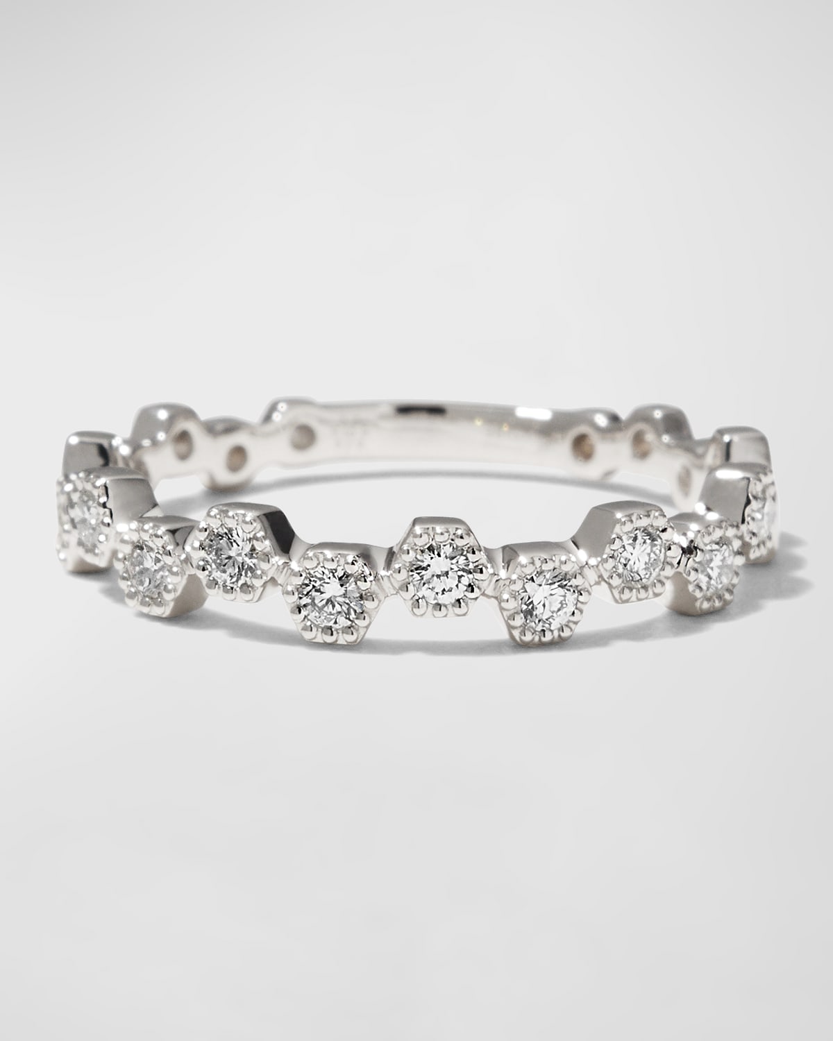 Memoire Stackables 18k White Gold Scattered Diamond Ring, Size 6.5