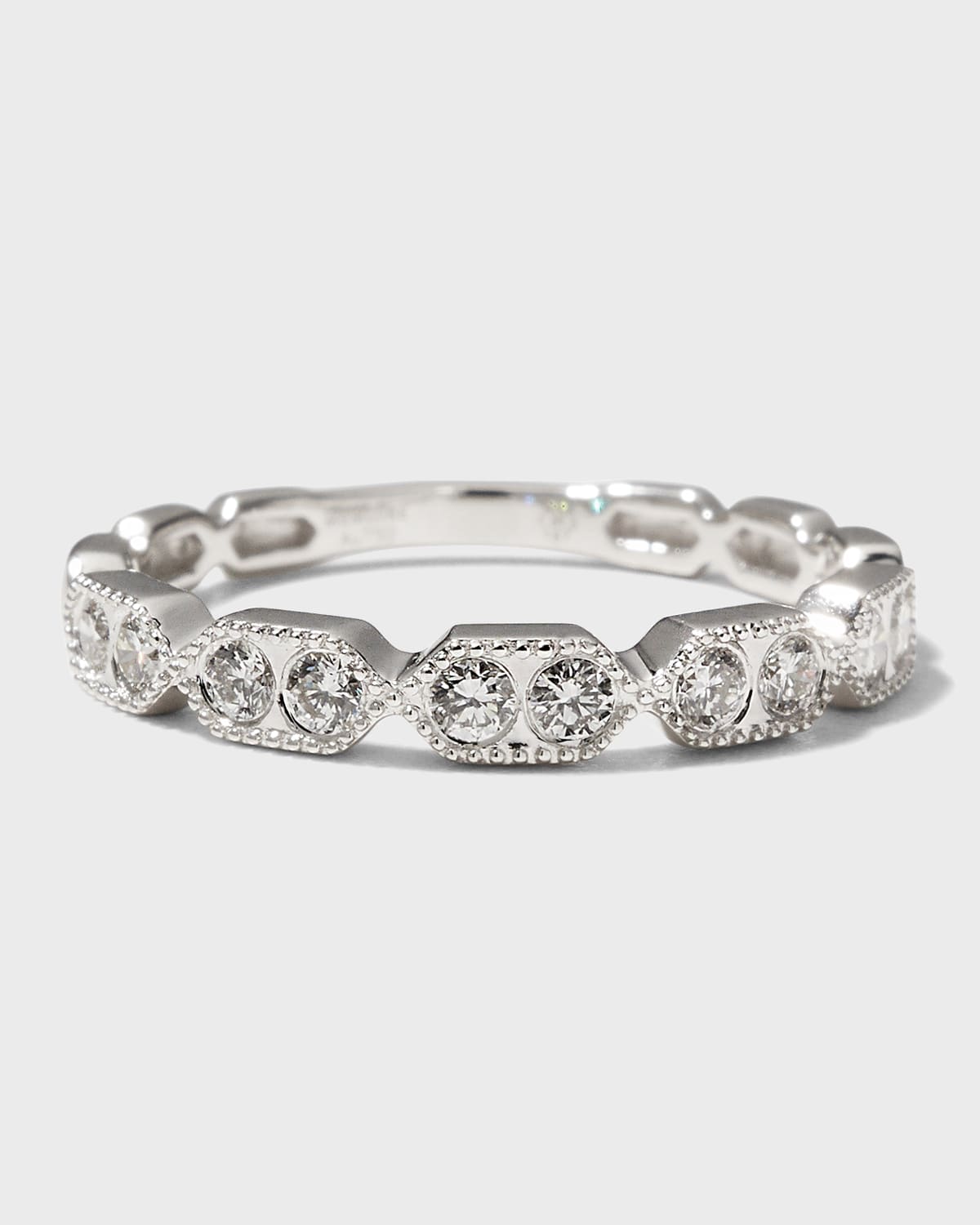 Memoire Stackables 18k White Gold Coupled Diamond Ring, Size 6.5