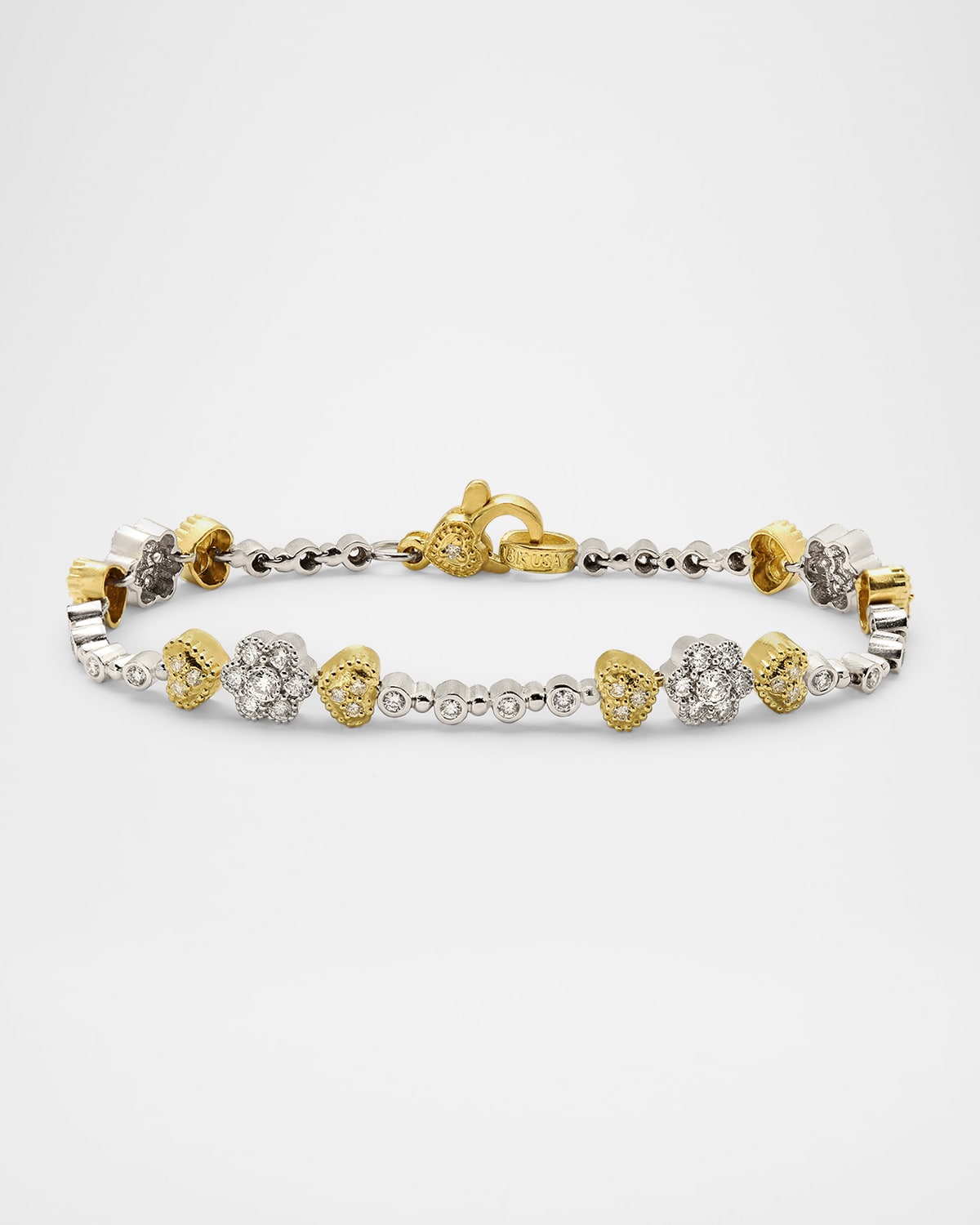 Happiness Two-Tone Gold and Diamond Heart Cluster Bracelet