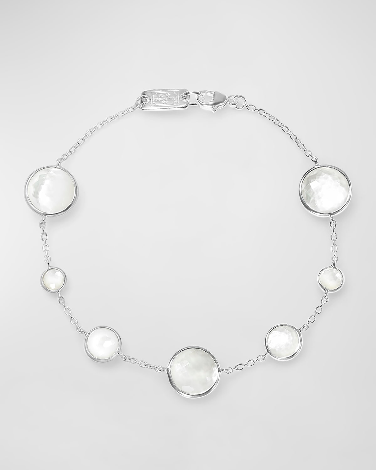 Ippolita Sterling Silver Lollipop Mother-of-pearl & Clear Quartz Crystal Doublet Chain Bracelet In Mother Of Pearl