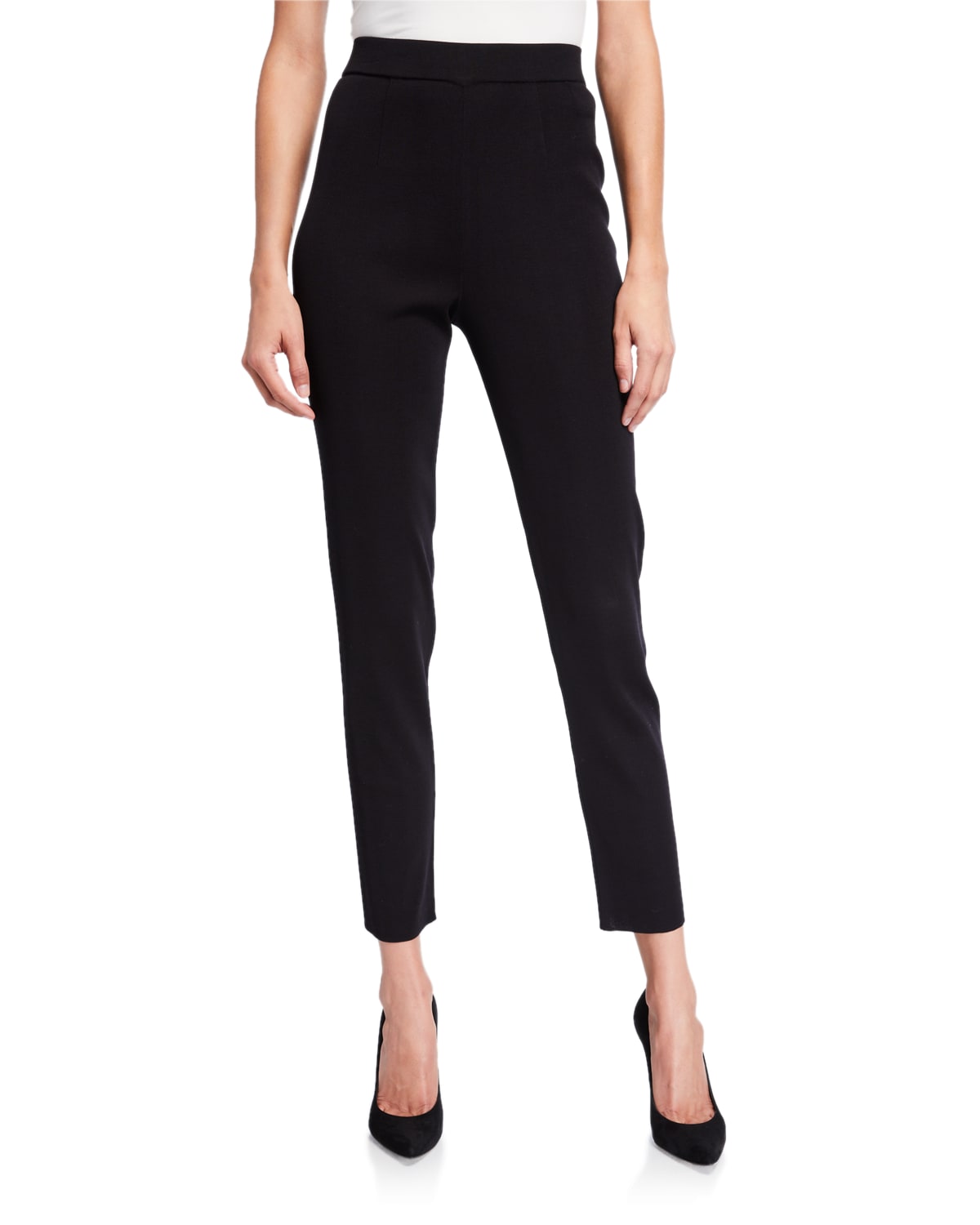 Shop Misook Slim-leg Pull-on Ankle Pants In Black