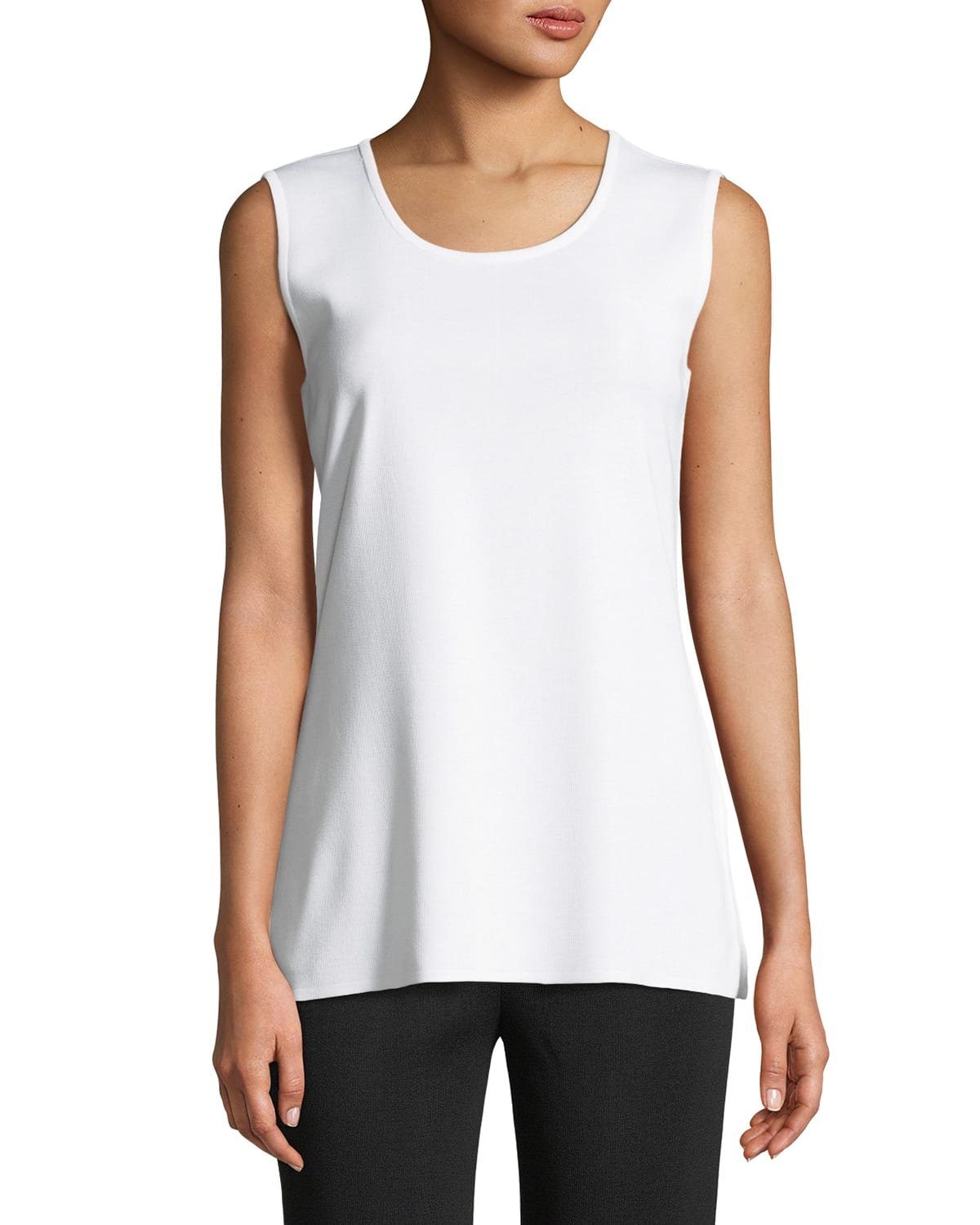 Misook Scoop-neck Knit Layering Tank In White