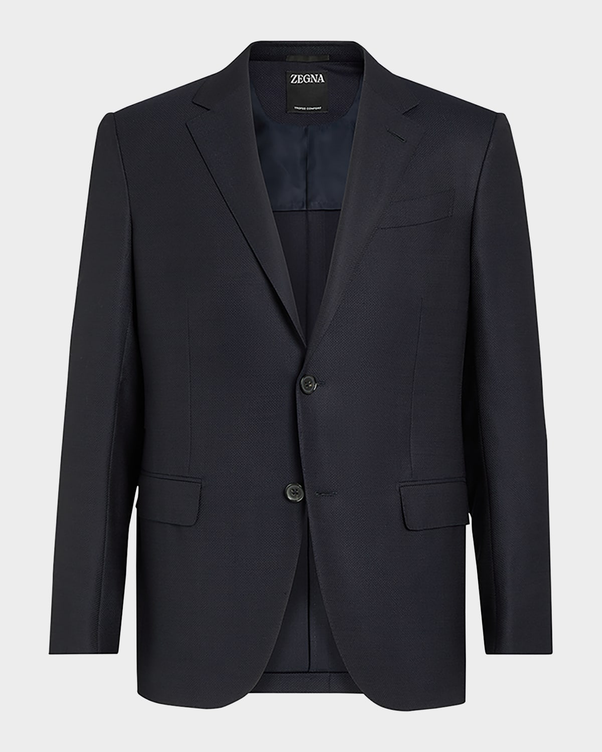 Zegna Men's Solid Trofeo Wool Regular-fit Blazer Jacket In Navy Blue