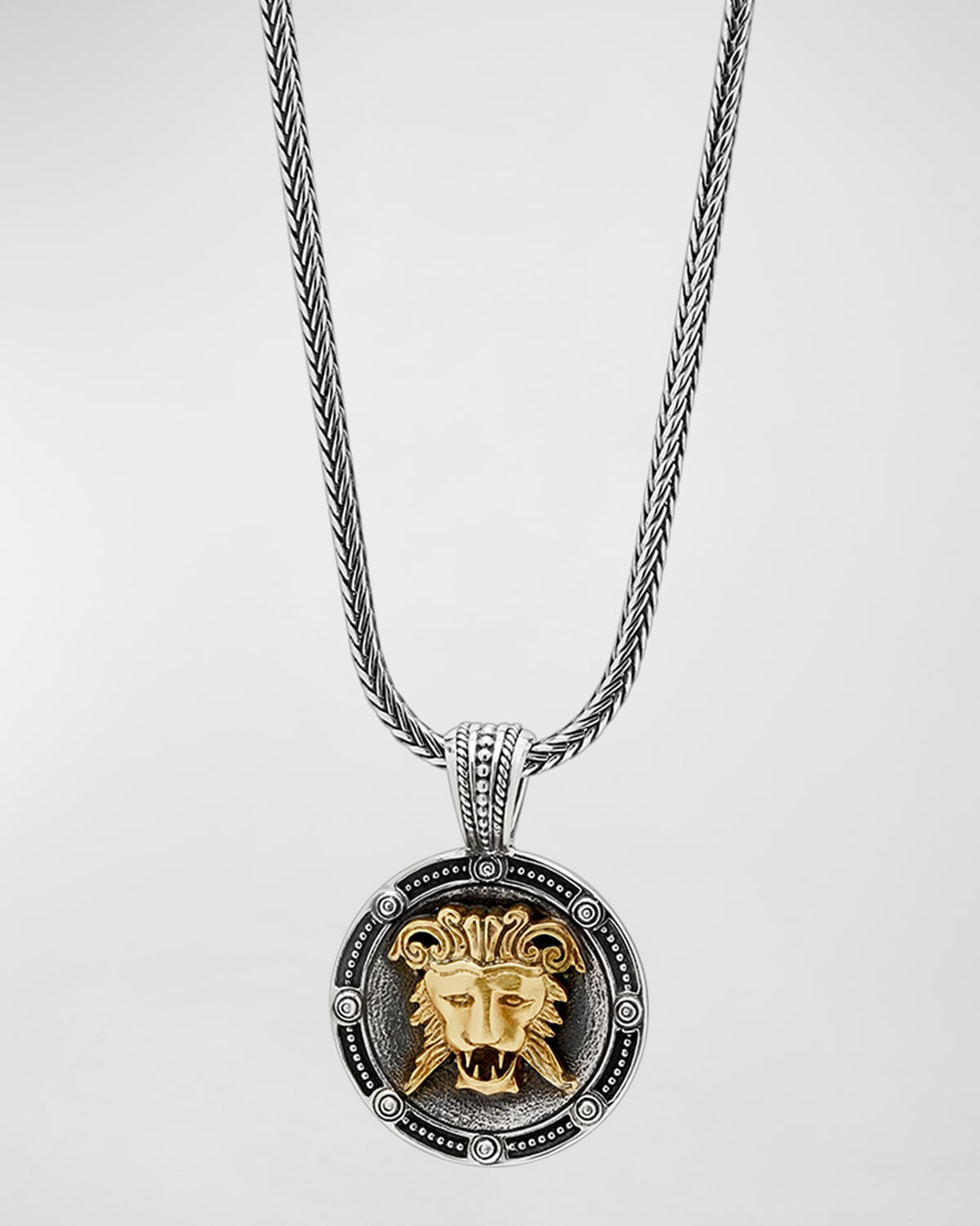 Shop Konstantino Men's Myrmidones Round Lion-face Pendant In Silver/gold
