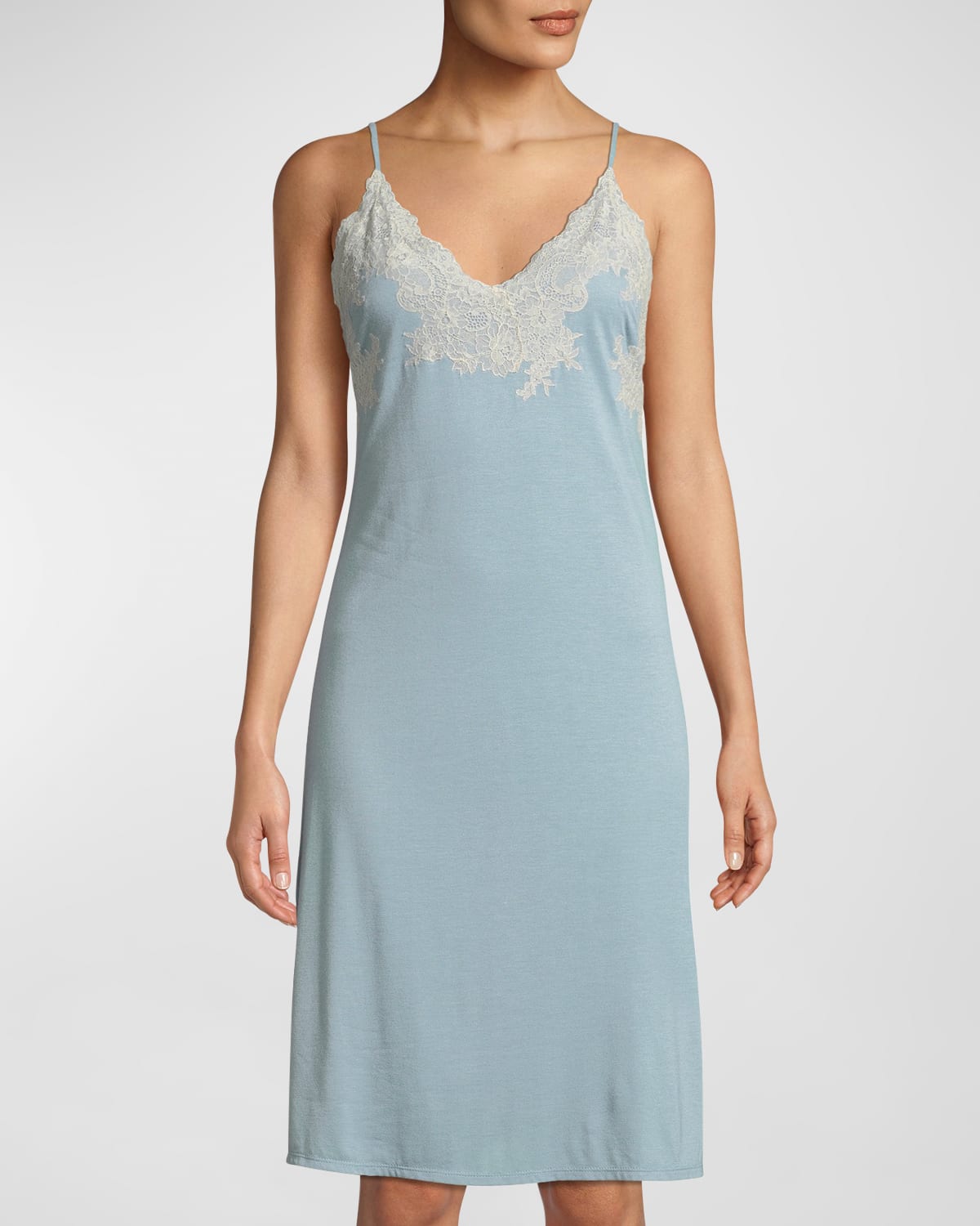 Natori Luxe Shangri-la Tencel™ Chemise In Light Blue