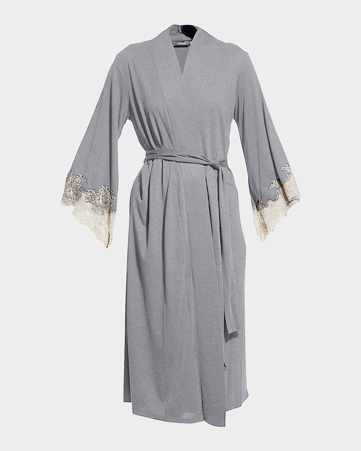 Shop Natori Luxe Shangri-la Knit Robe In Light Gray