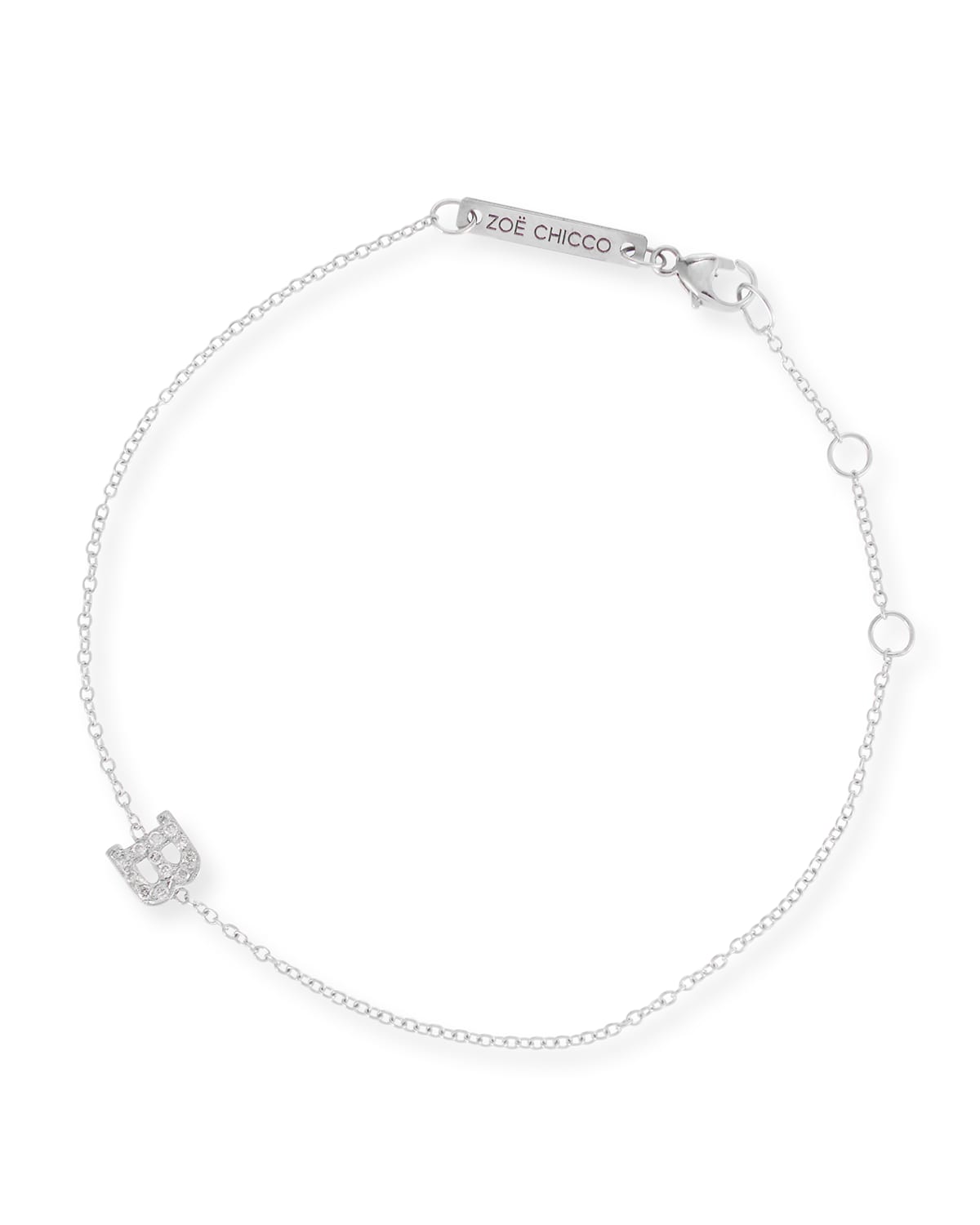 Zoë Chicco 14k Pave Diamond Single-initial Bracelet In White/gold