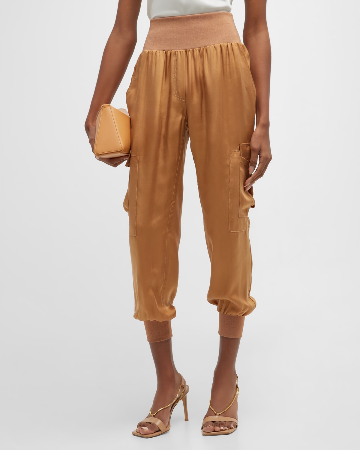 Cinq À Sept Tous Les Jours Giles Satin Jogger Pants In Pecan