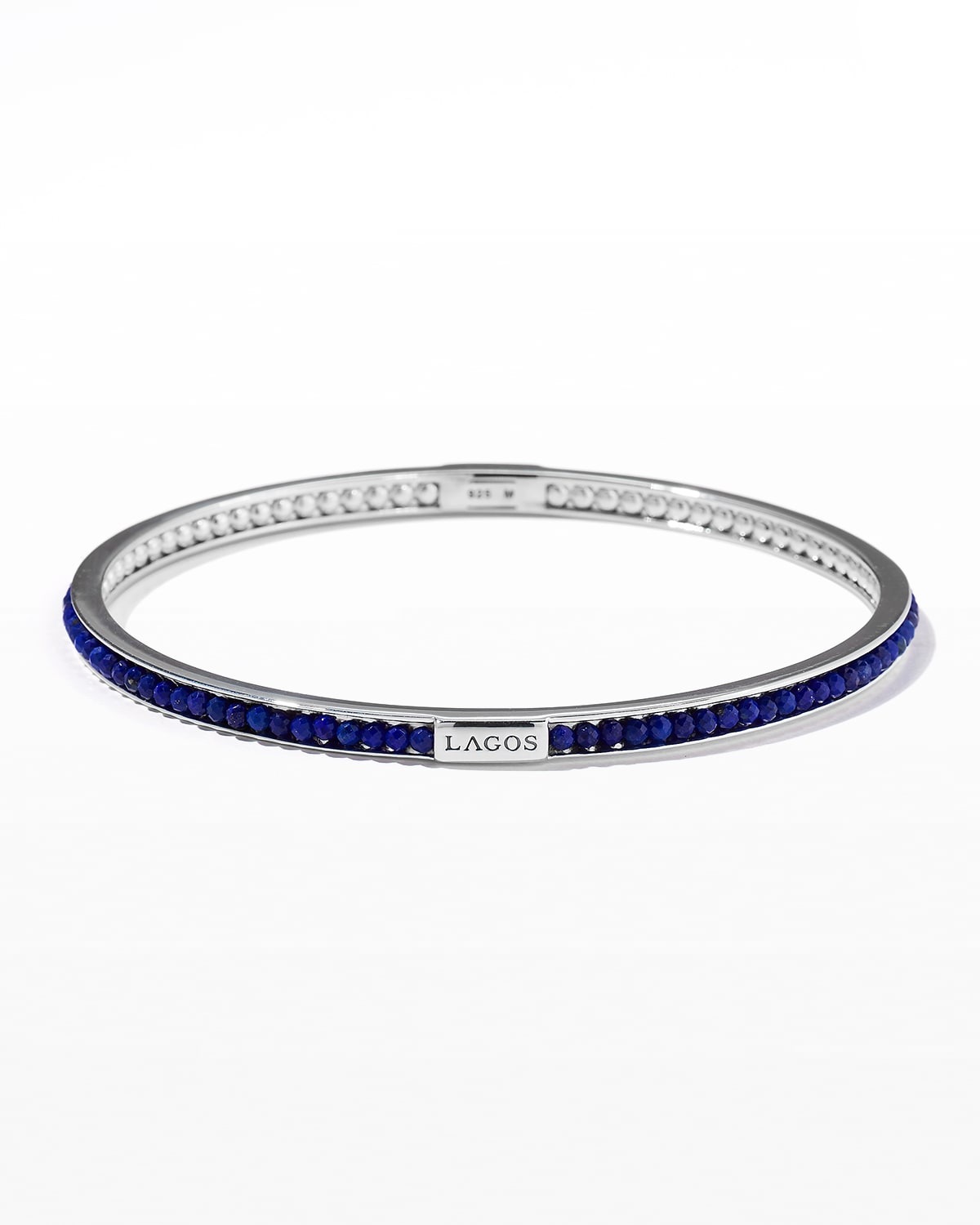 Lagos Sterling Silver Caviar Icon Lapis Beaded Bangle Bracelet In Lapis