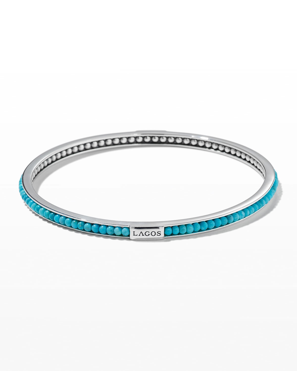 Lagos Sterling Silver Caviar Icon Turquoise Beaded Bangle Bracelet In Turquoise