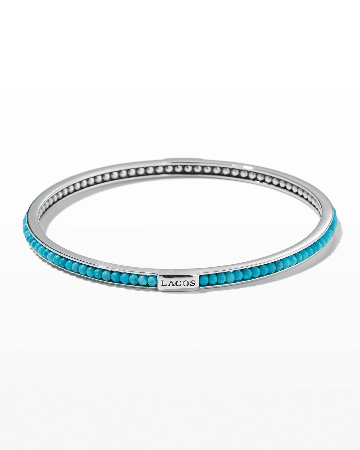 Shop Lagos Caviar Icon Beaded Stone Bangle Bracelet In Turquoise